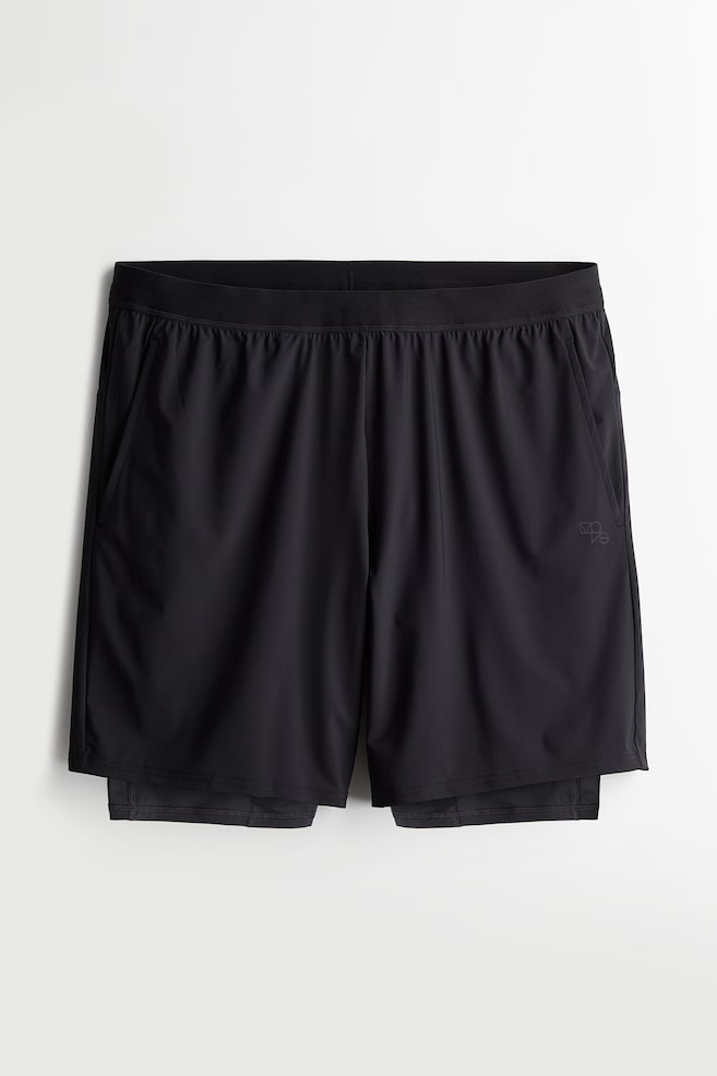 Calções de desporto médios 2 em 1 com DryMove™ - Preto/Cinzento escuro - 1