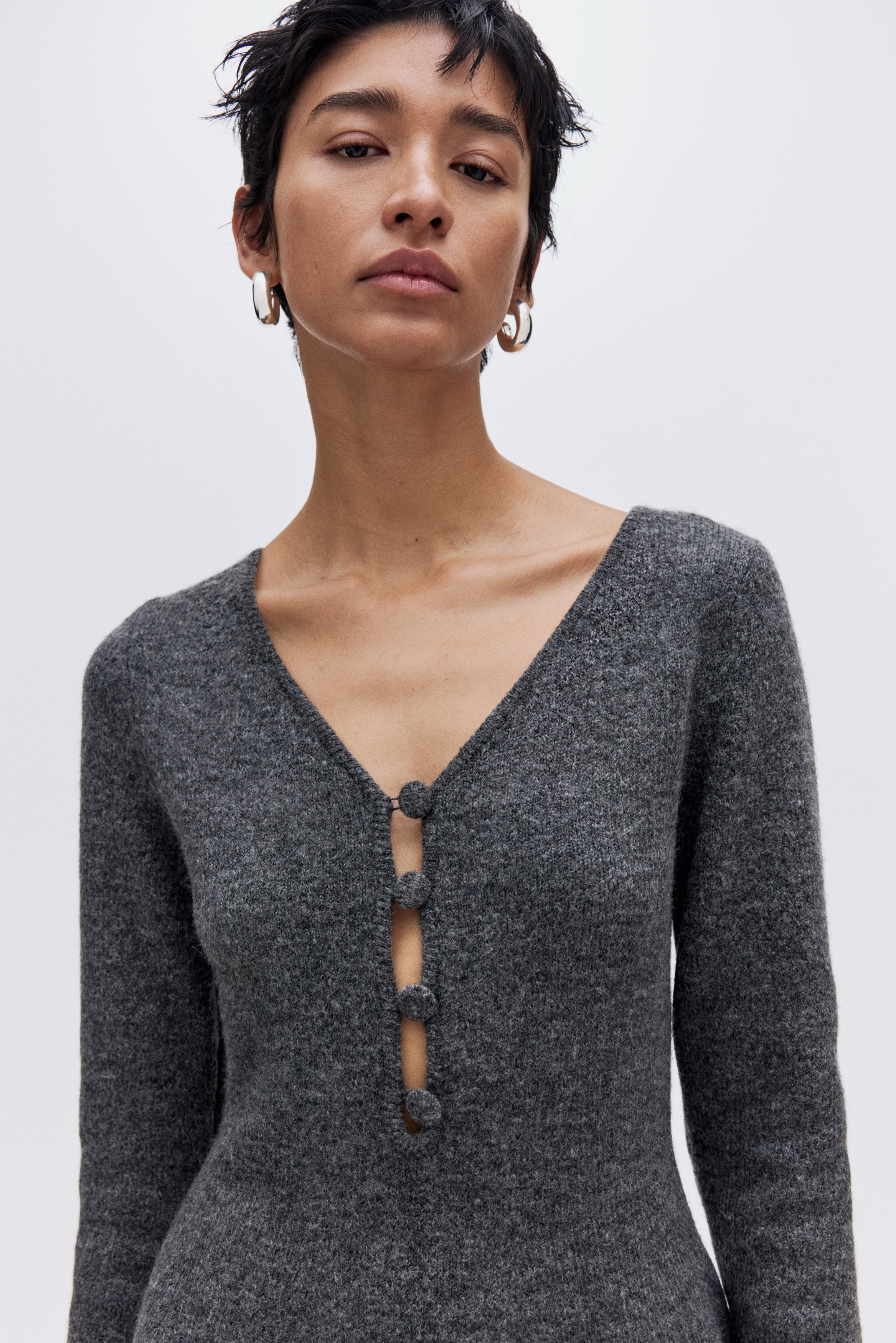 Knitted flared-skirt dress