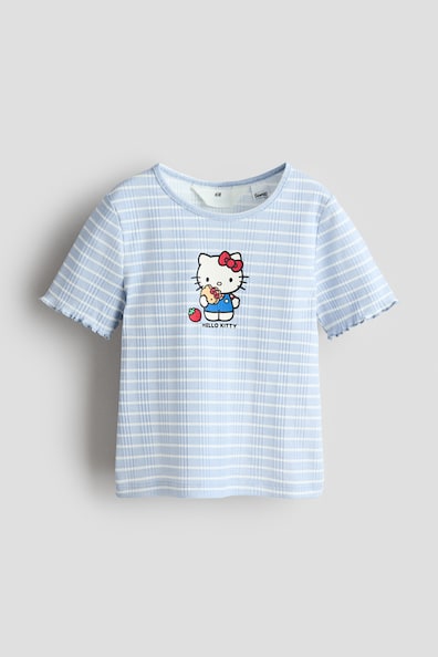プリントリブトップス