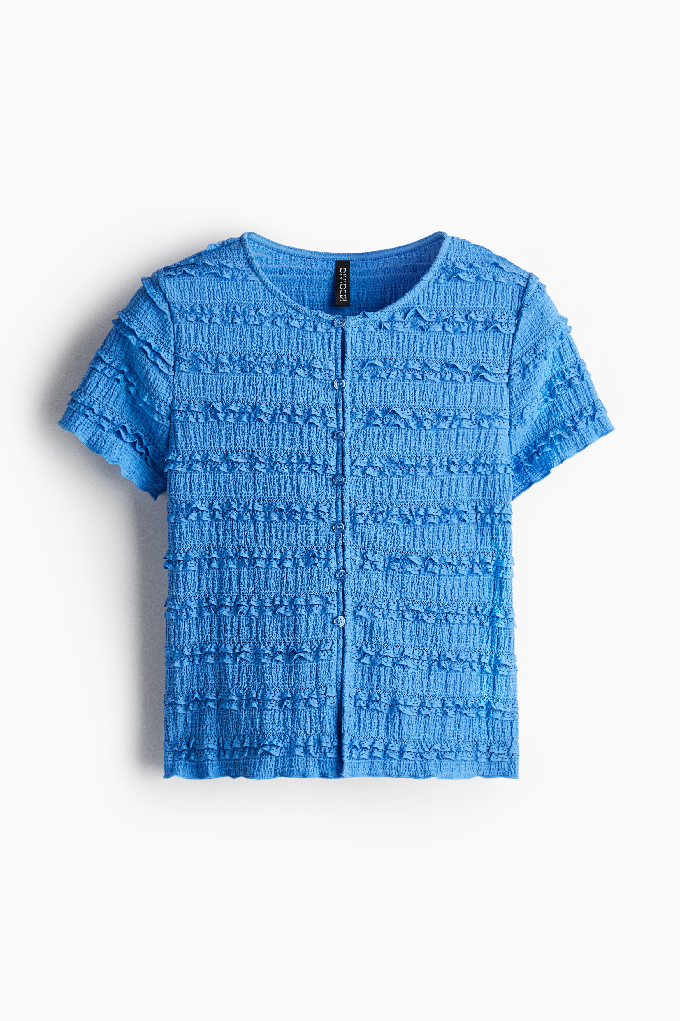 Frill-trimmed button-front top - Blue