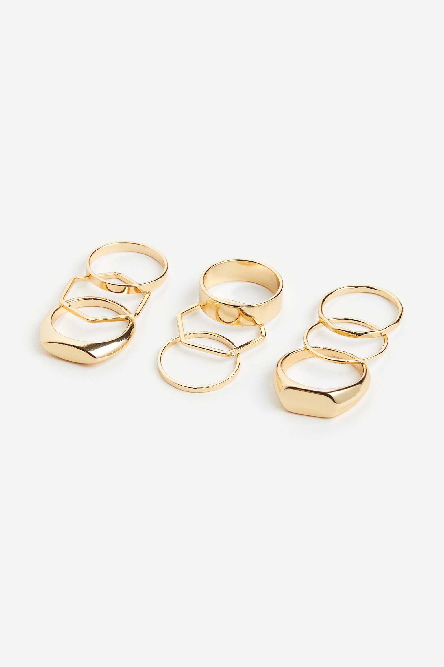 9-pack Rings - Gold colour - 1