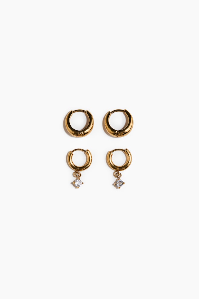 2 paires de boucles d'oreilles waterproof - Doré - 1