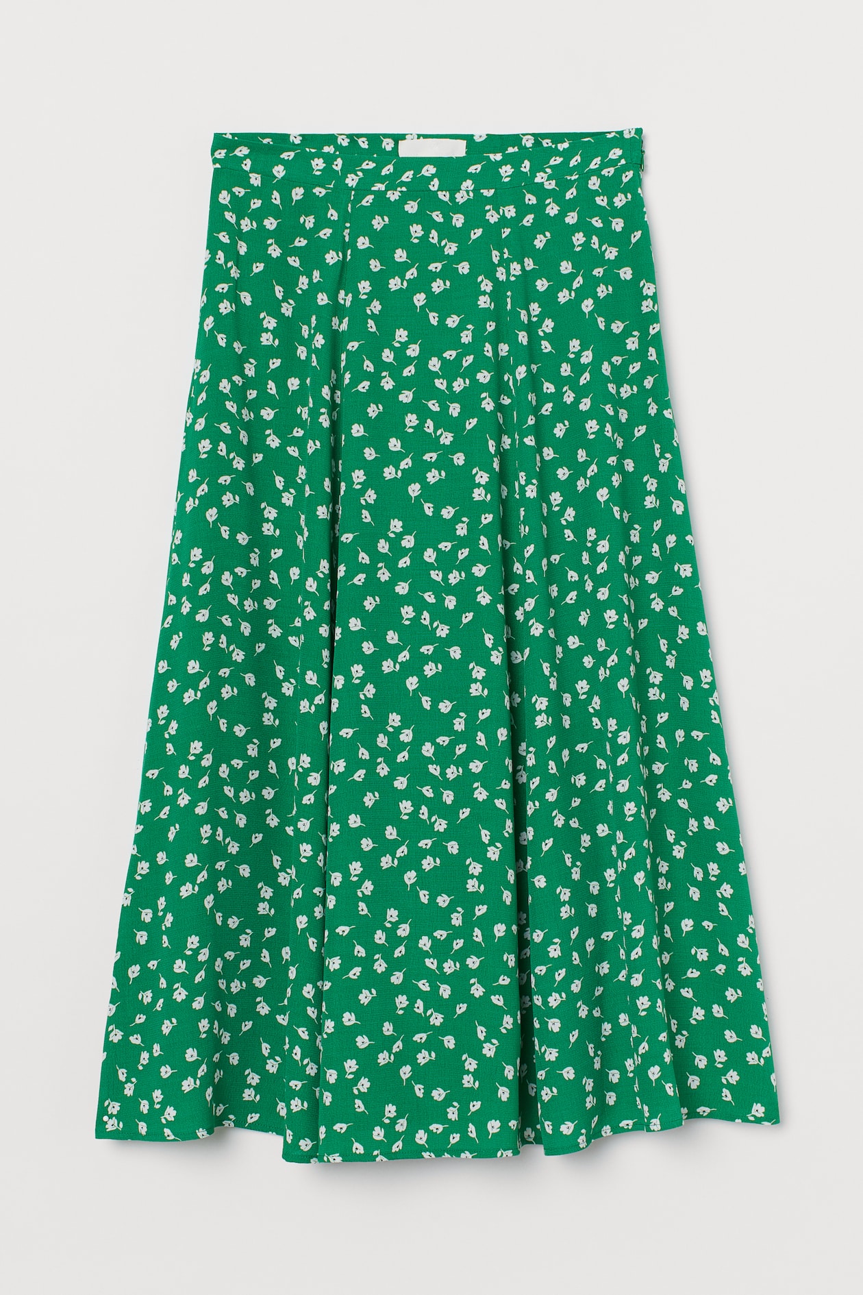 Bell-shaped skirt - High waist - Midi - Green/Floral - Ladies | H&M GB