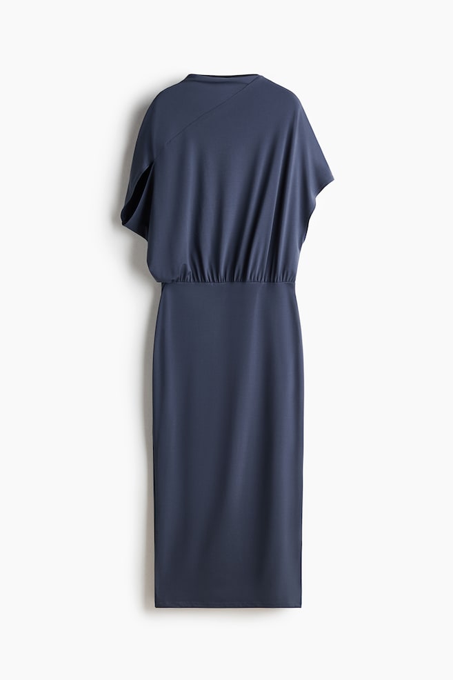 Draped asymmetric dress - Dark blue - 1