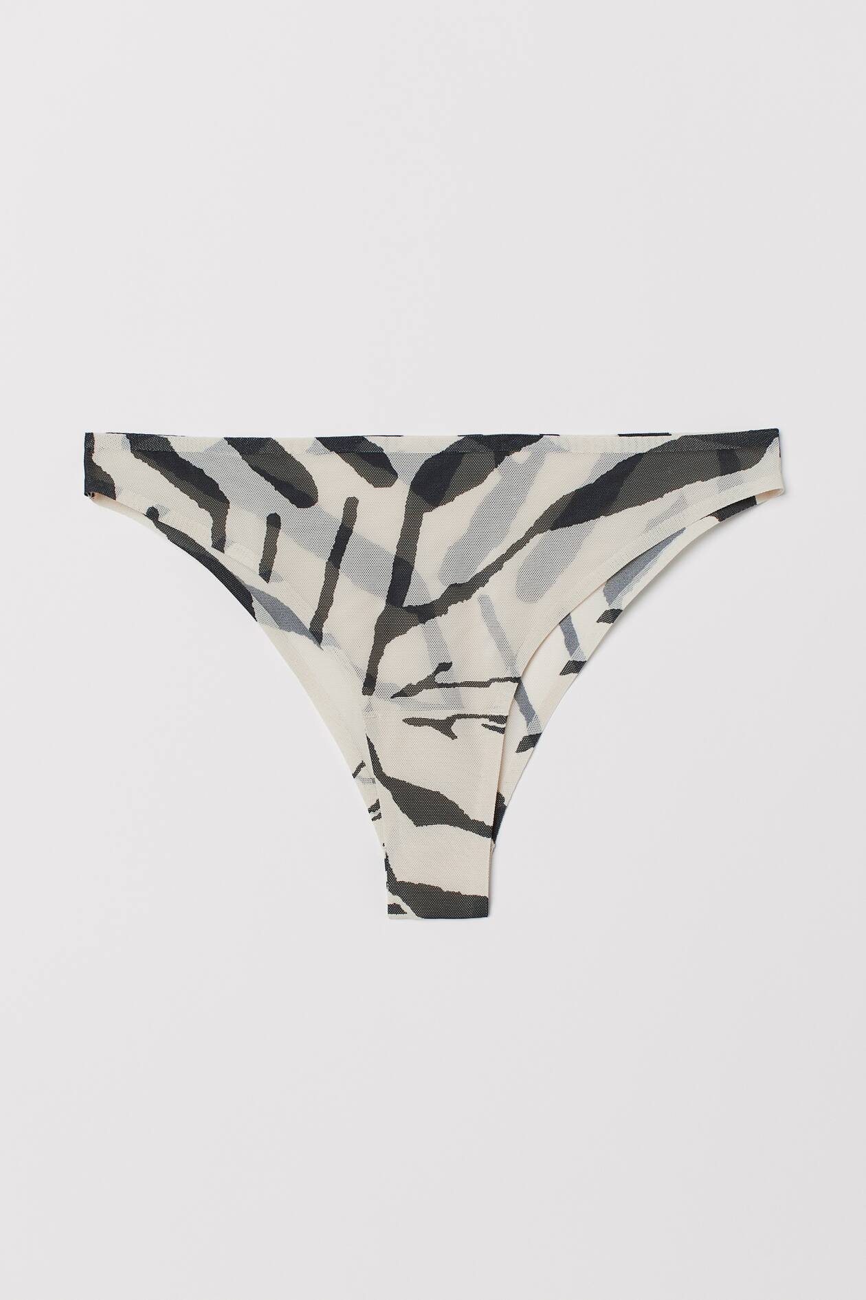 Mesh Brazilian Briefs - Cream/zebra-striped - Ladies | H&M US