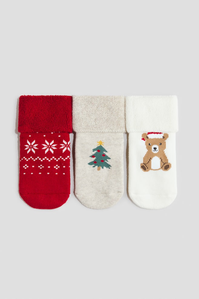 3-pack terry socks - Red/Christmas/Navy blue/Christmas - 1