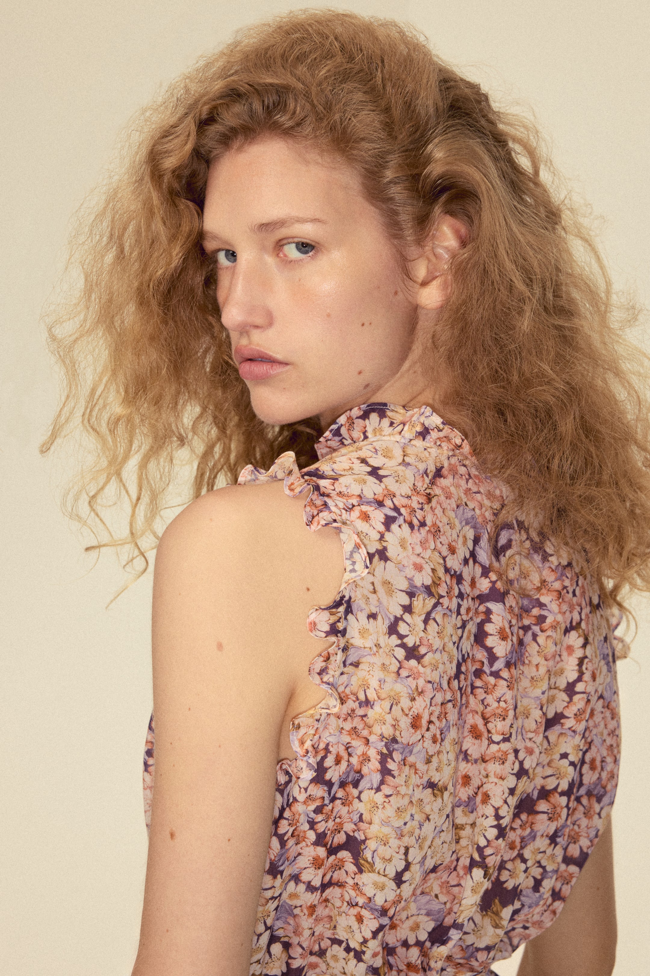 Ruffle-Trimmed Lyocell Top