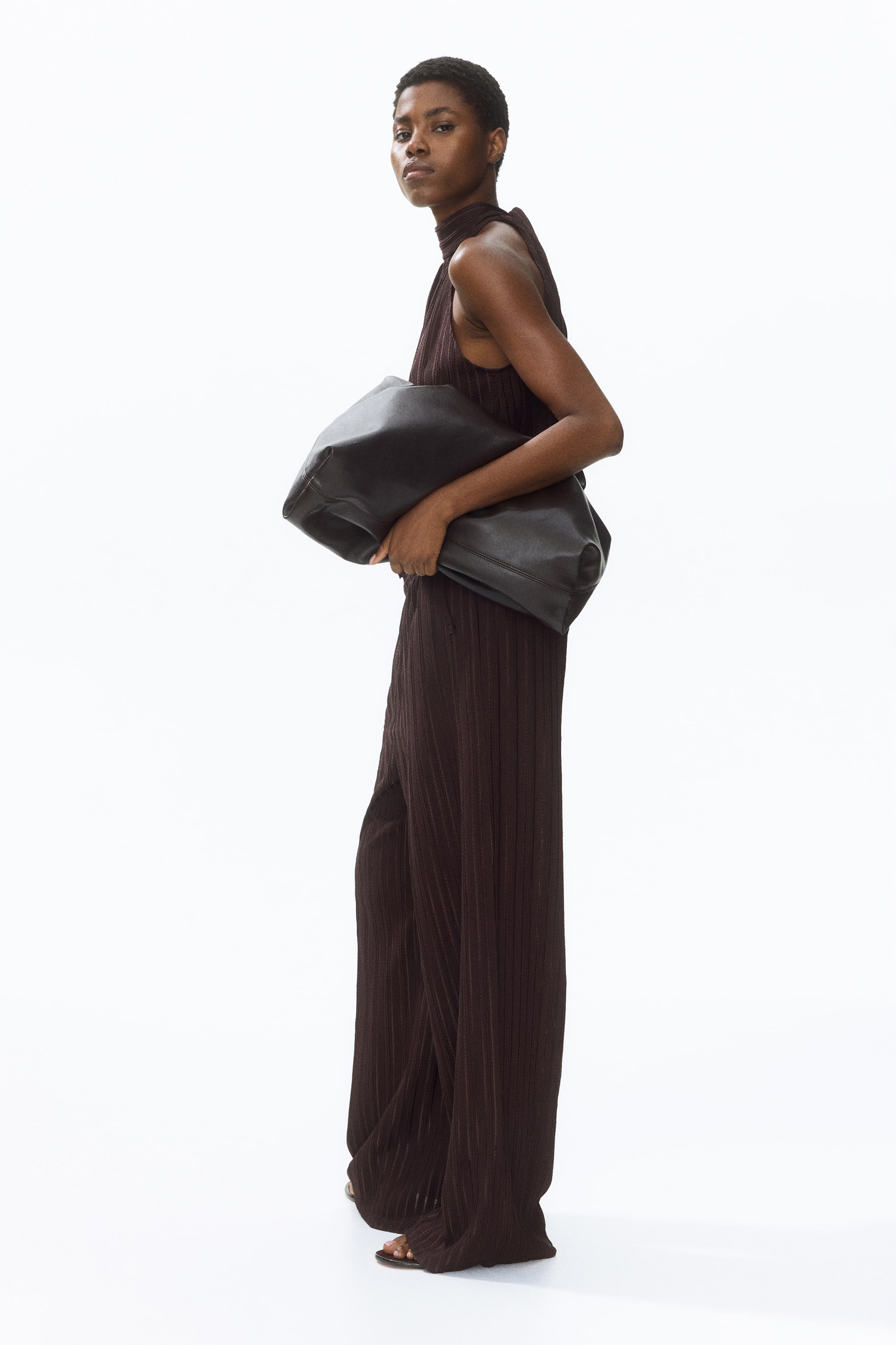 Pantalon froissé avec taille élastique
