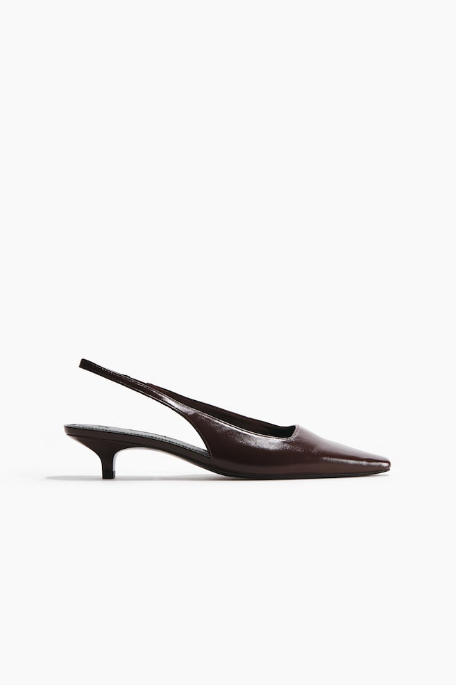 Escarpins à bride arrière avec talon kitten heel - Marron foncé/Beige/Noir - 1