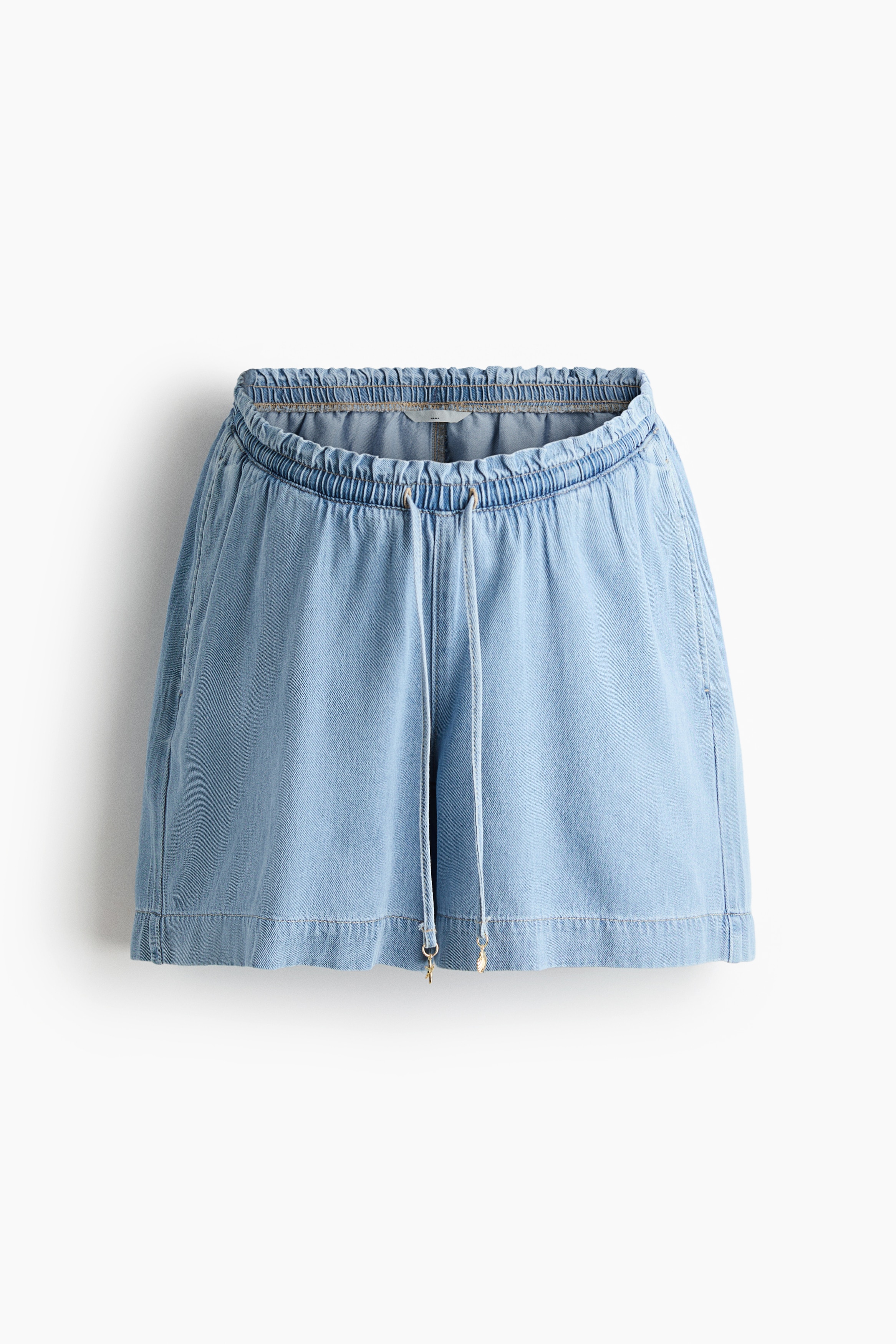 MAMA Denim Drawstring Shorts-Light denim blue