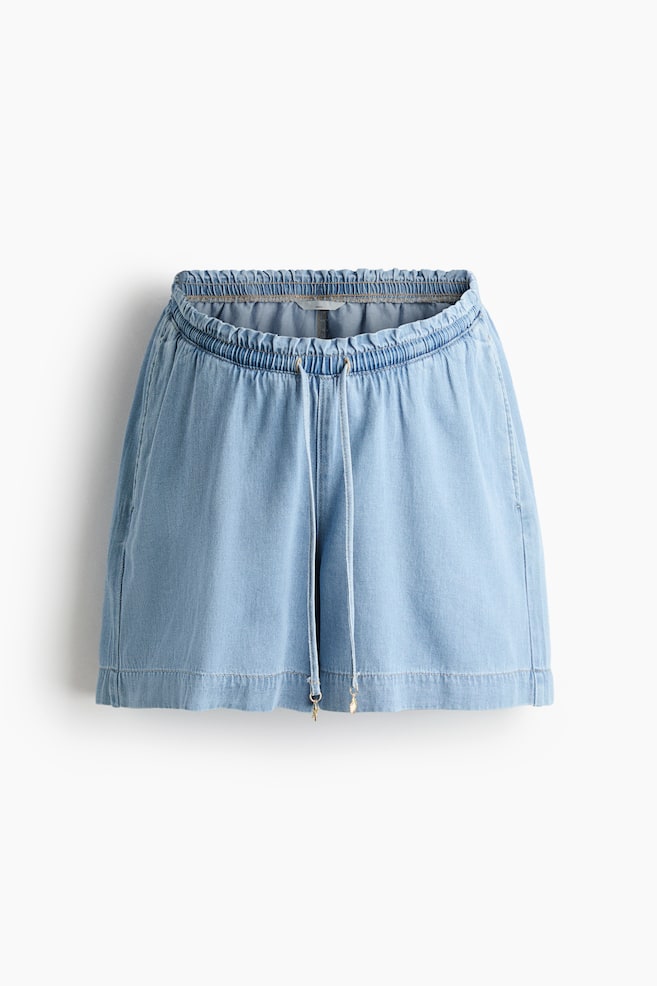 MAMA Short à cordon en denim - Bleu denim clair/Bleu denim - 1