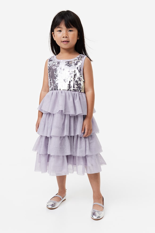 Sequined tulle dress - Dusty purple/Silver-coloured/Old rose/Light pink/Light dusky pink/Striped/dc/dc - 1