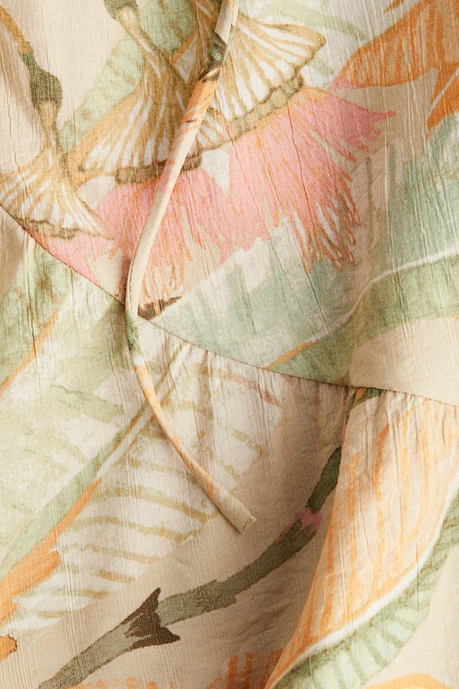 Patterned Wrap-Front Dress - Beige/floral - 4