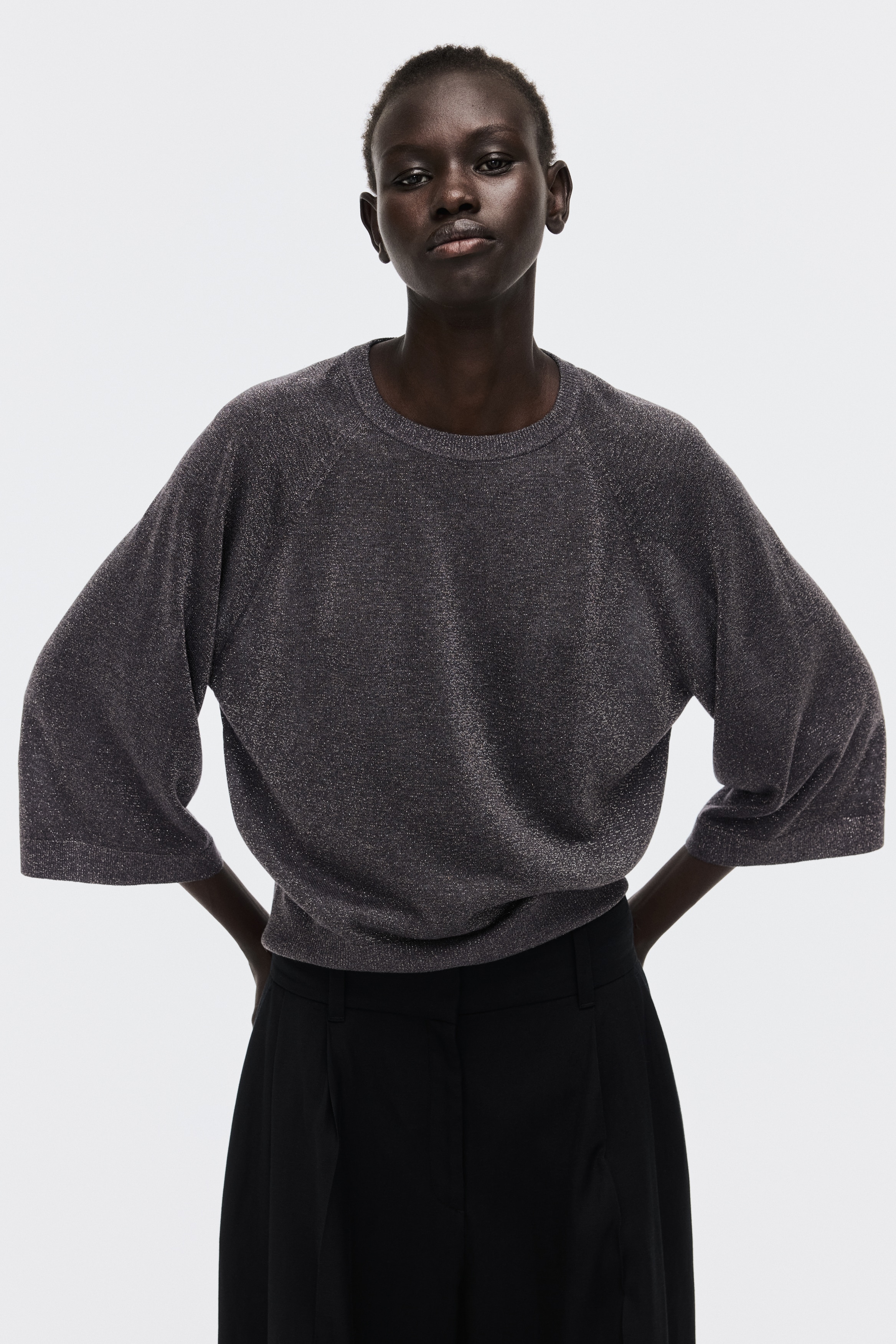 Fine-knit glittery top