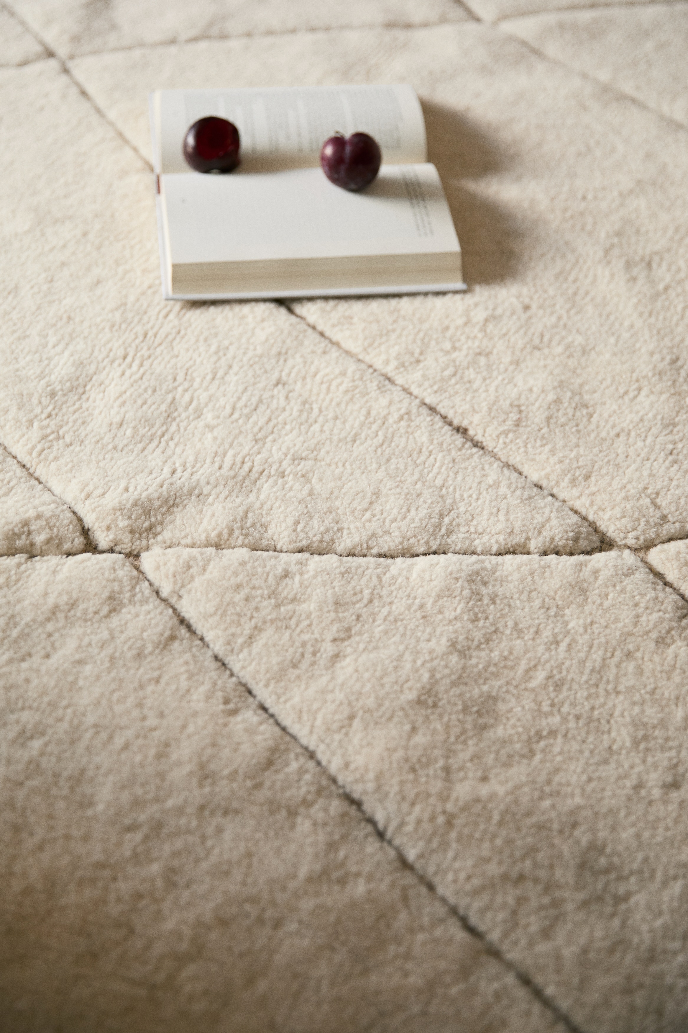 Wool-blend fringed rug - Light beige/Patterned