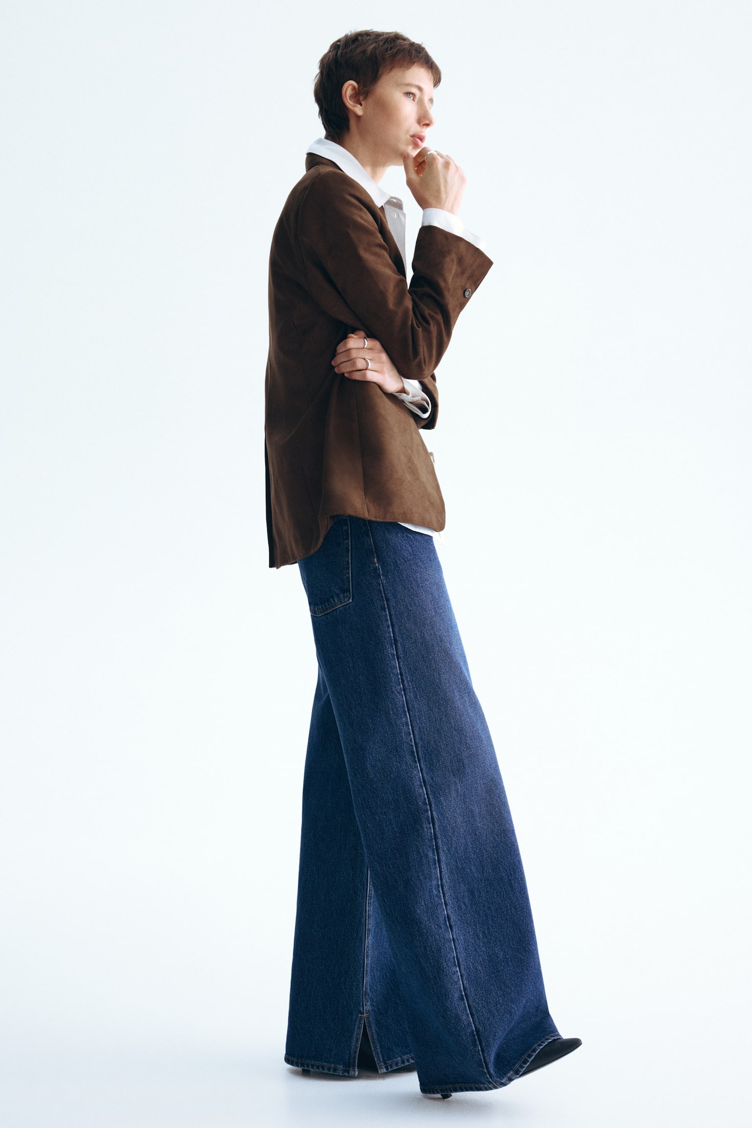 Однобортний блейзер - Темно-коричневий - 5