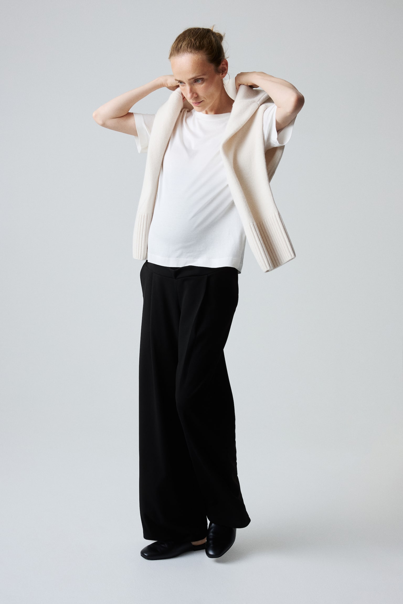Женские брюки H&M Mama Wide-Leg, цвет: Чёрный — фото 3