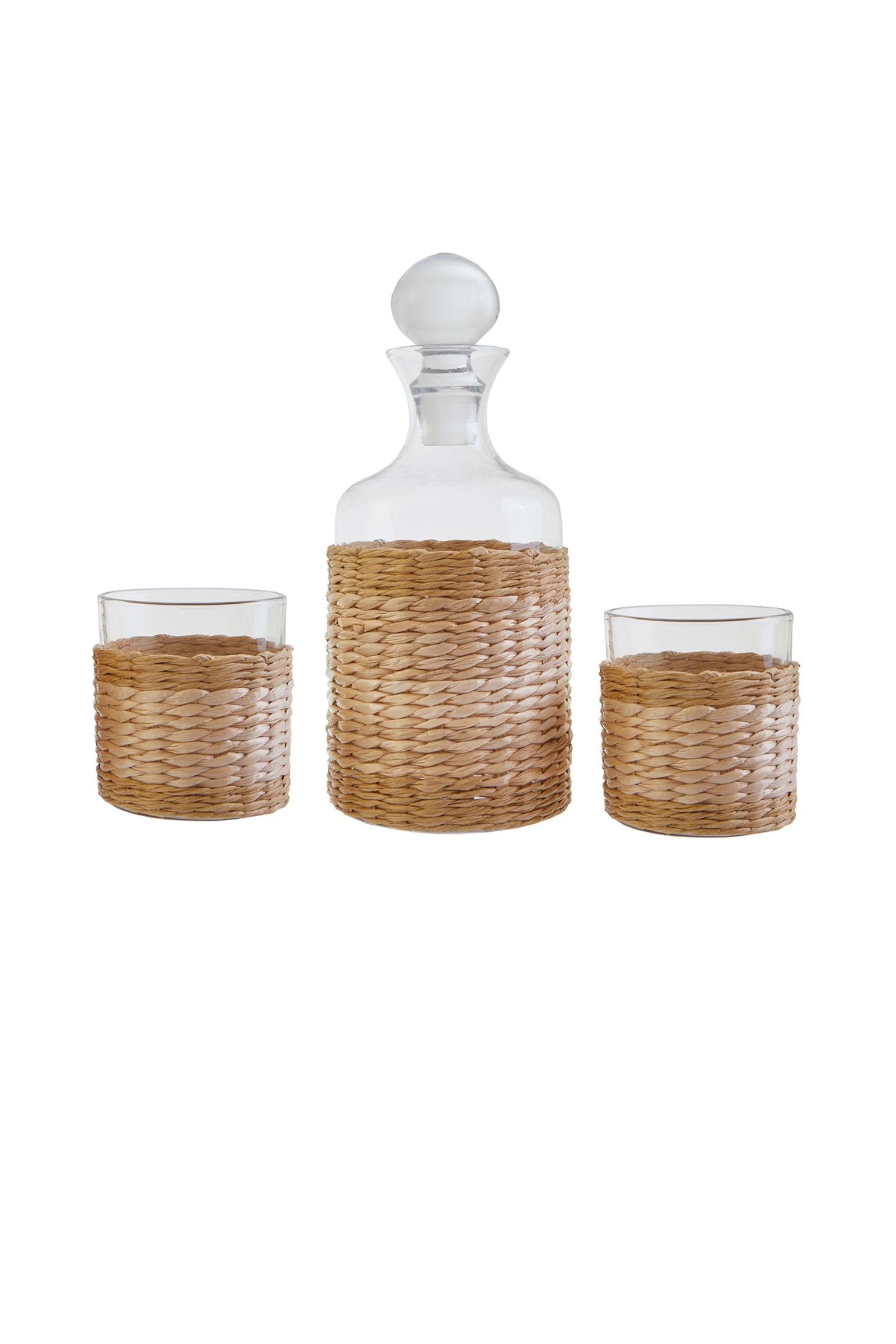 Juno Glass And Decanter 3pc Set - Clear And Natural - 1