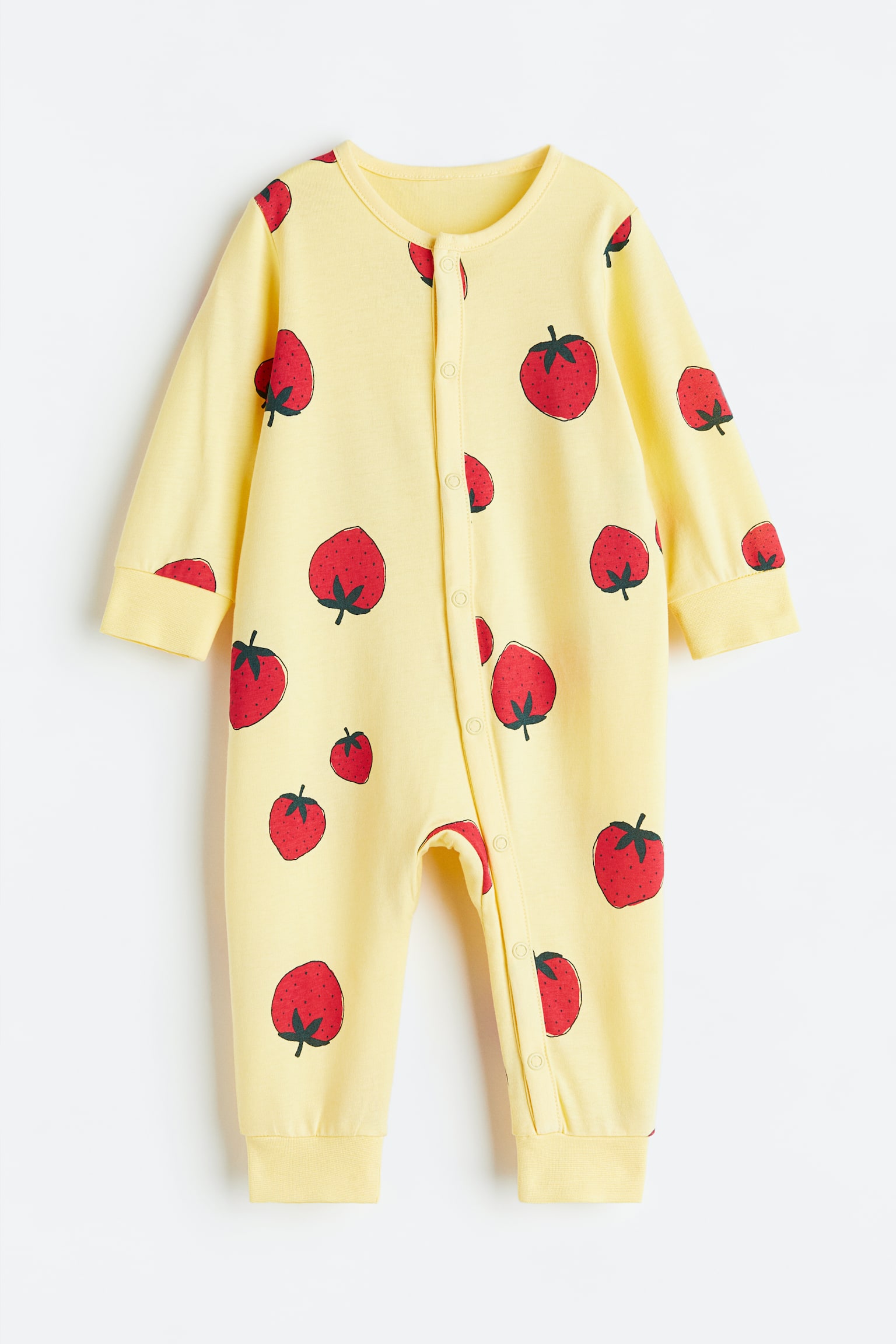 Pattern Coverall Pyjamas - Light yellow/Strawberries/White/Bees/Light turquoise/Dinosaurs/White/Zebras/Light pink/Hearts - 1