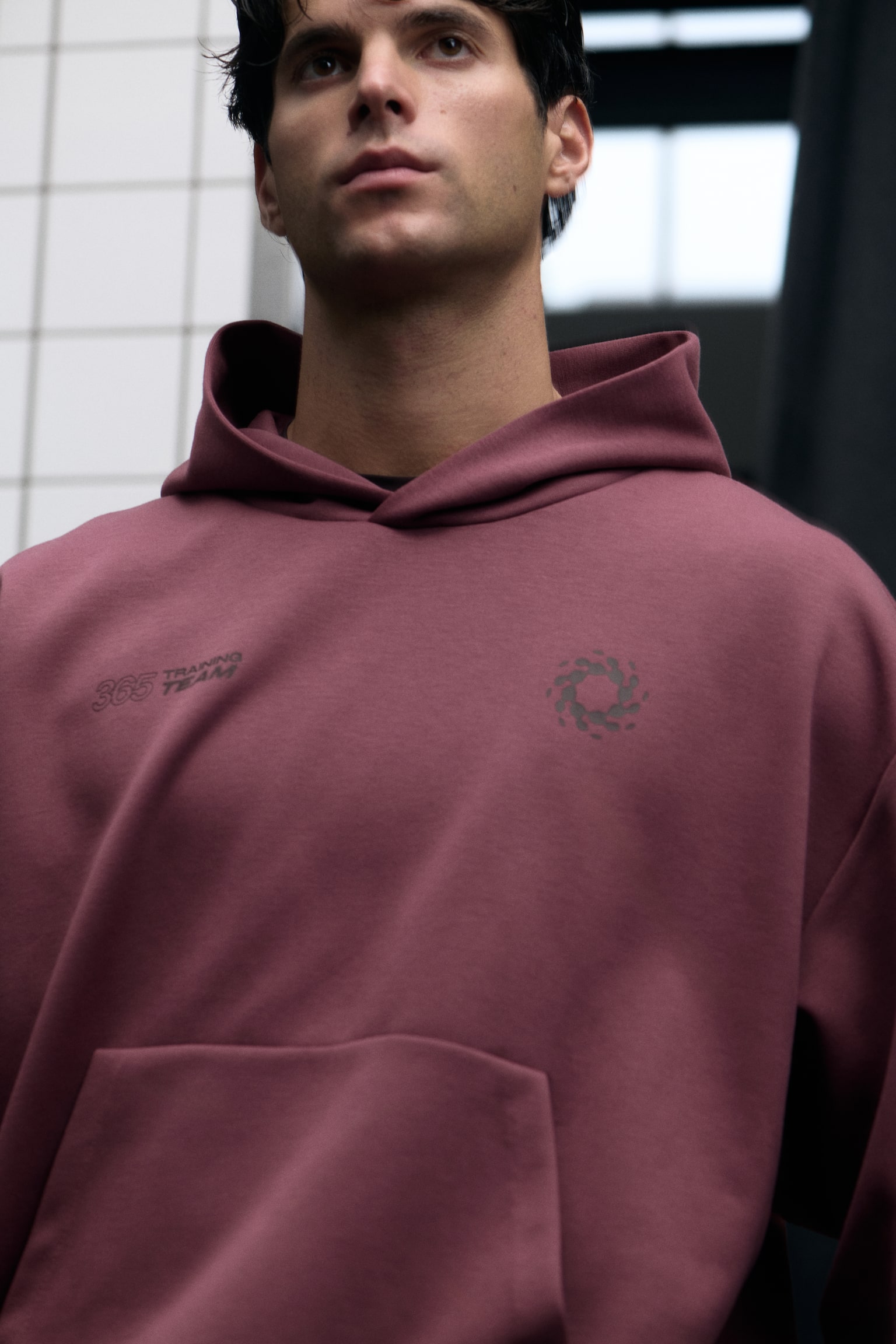 Oversized Fit Sport hoodie with DryMove™ - Dark pink/Beige/Patterned - 5
