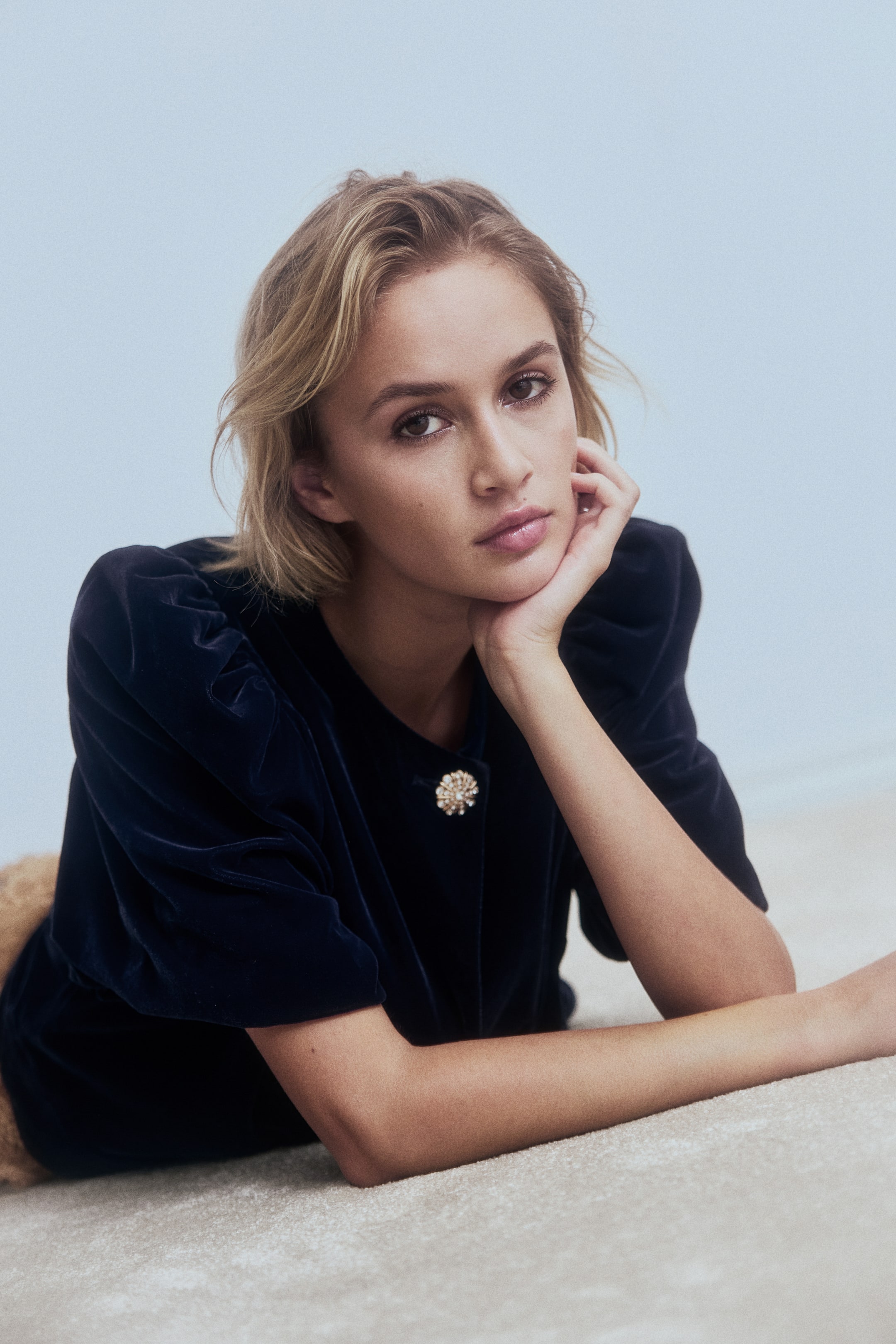 이미지 확대 보기: 퍼프 슬리브 탑 - 네이비 블루 - 여성 | H&M KR 3