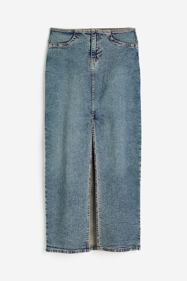 Nederdel i denim med slids forneden - Denimblå/Mørkegrå - 2
