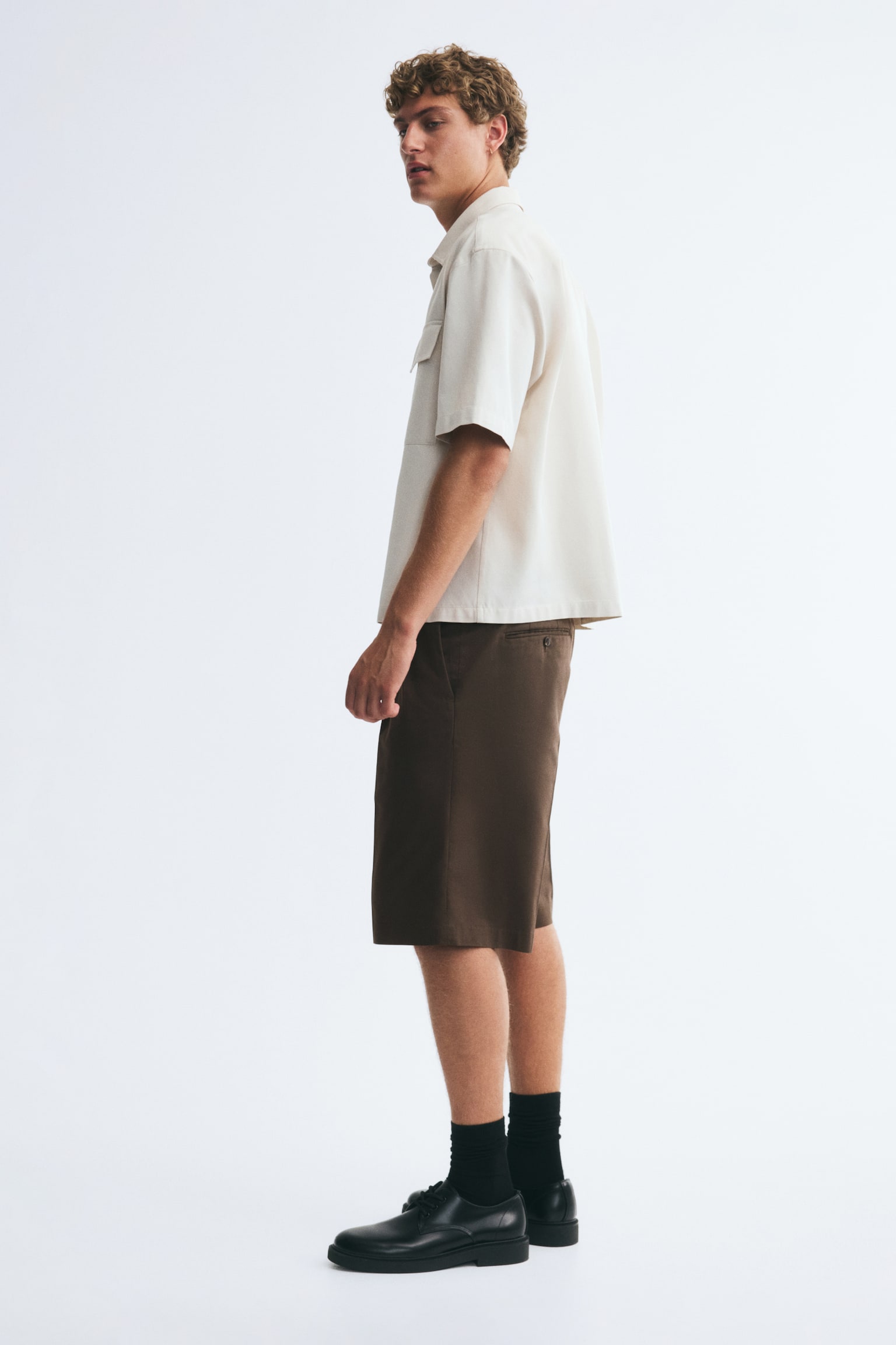 Мужские шорты H&M Loose-Fit Tailored, цвет: Тёмный коричневый — фото 6