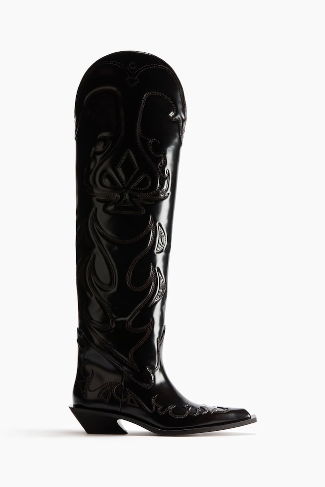Over-the-knee cowboy boots - Dark brown - 1