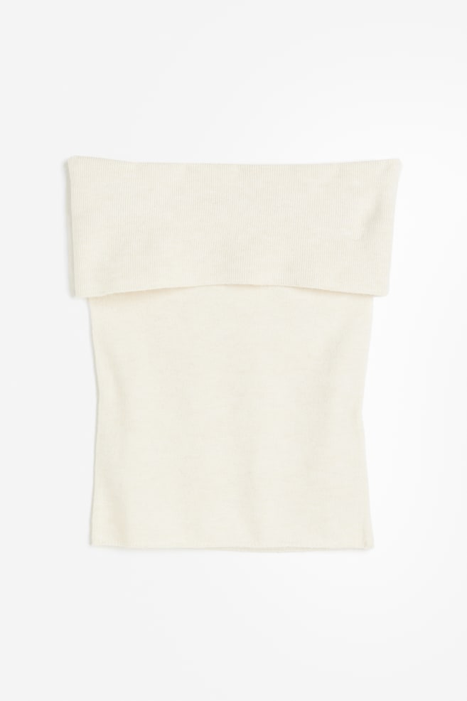 Knitted off-the-shoulder top - Cream/Black - 2