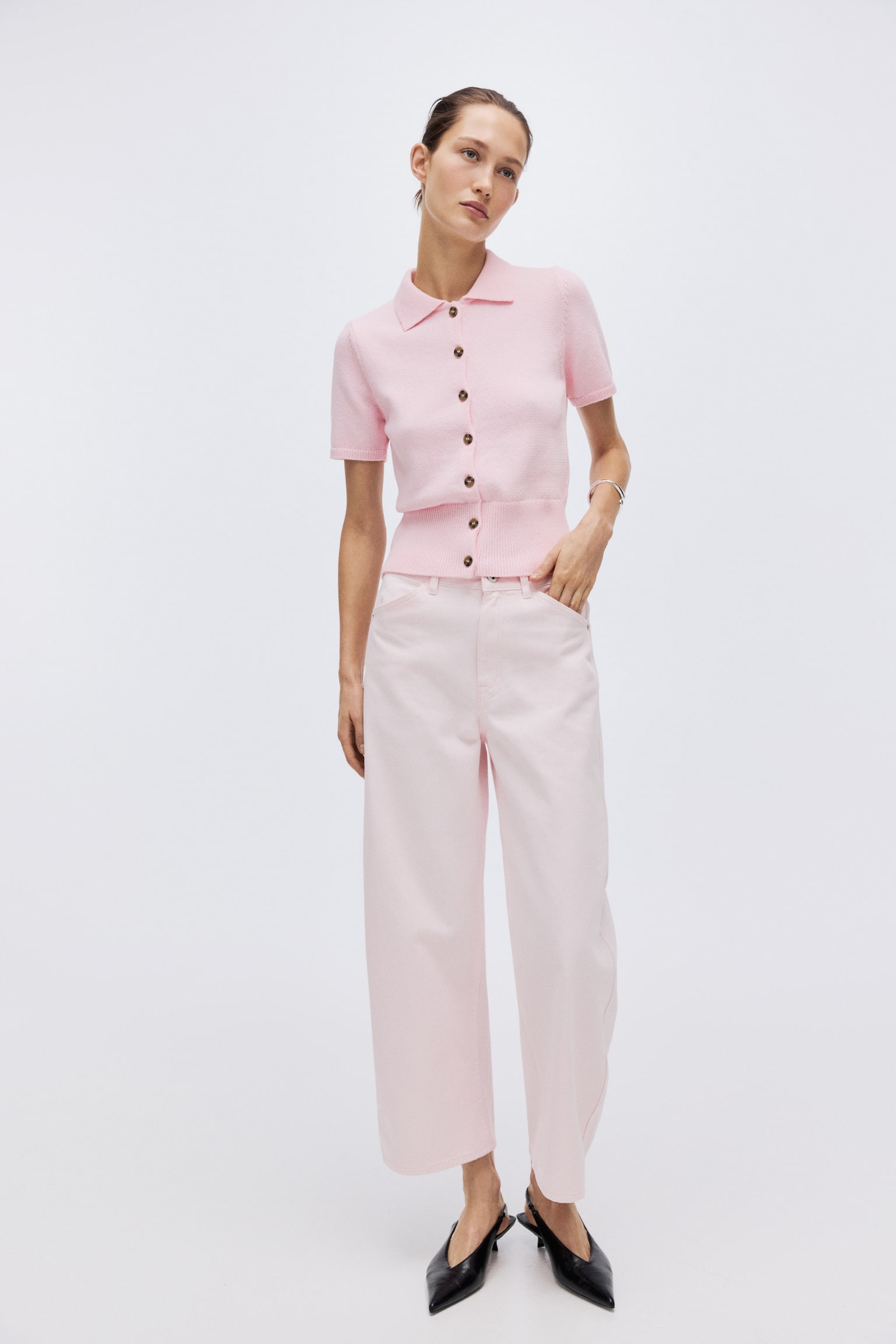 Short-sleeved cardigan - Light pink - 6