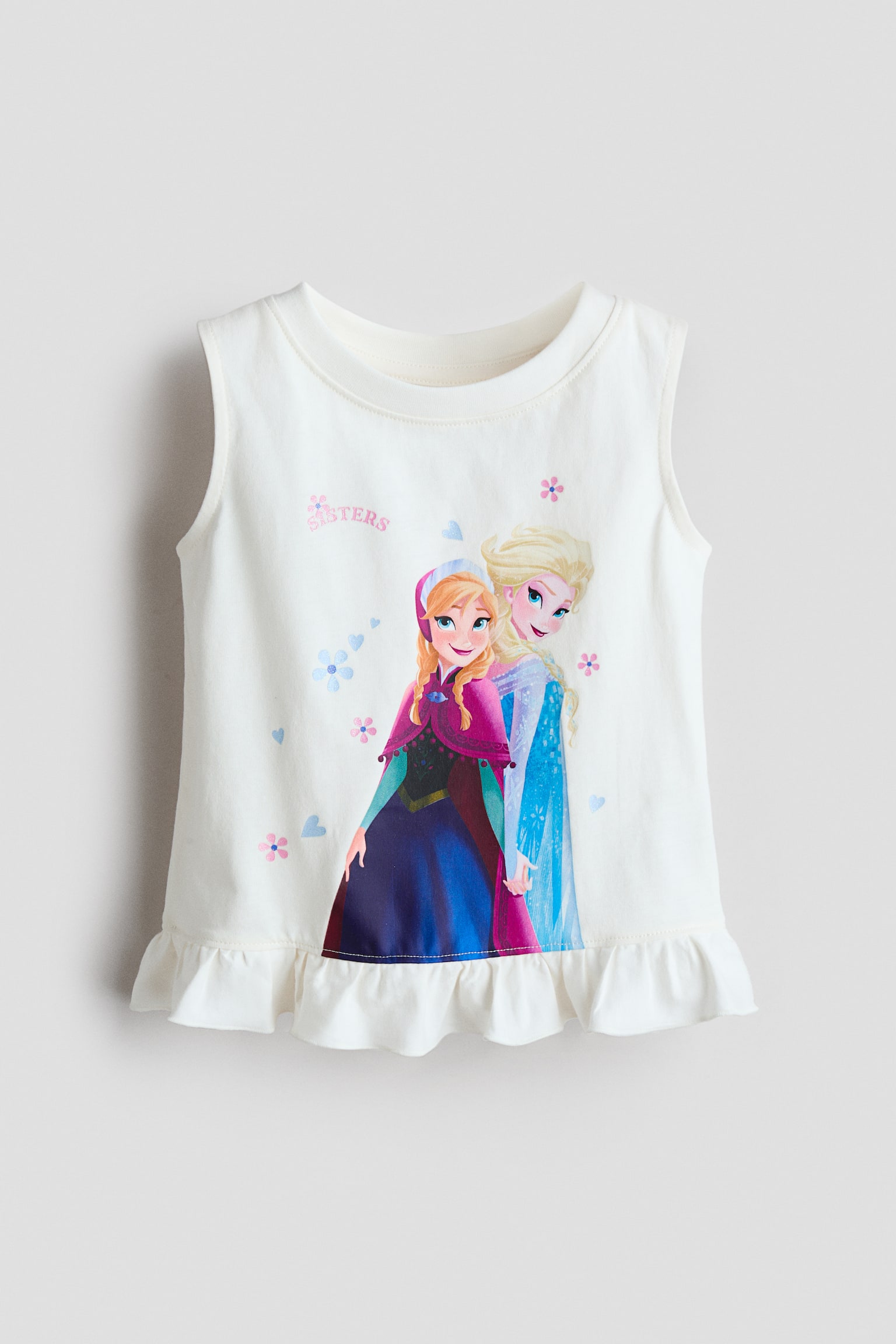 Frill-trimmed printed top - White/Frozen/Light blue/Frozen - 1