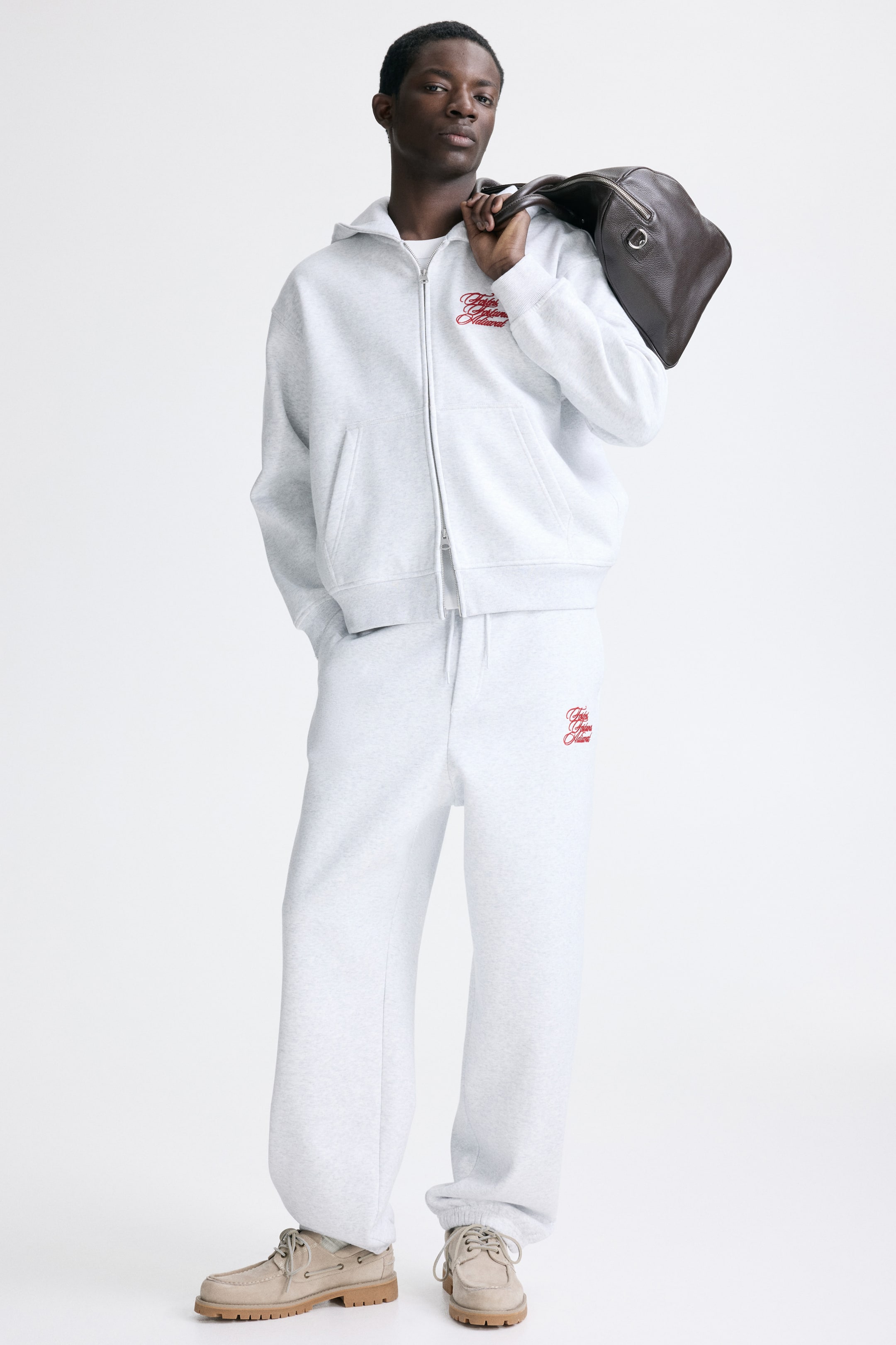 View larger image: Loose-Fit Boxy Hooded Jacket - Gray melange/Fortes Fortuna - Men | H&M US 2