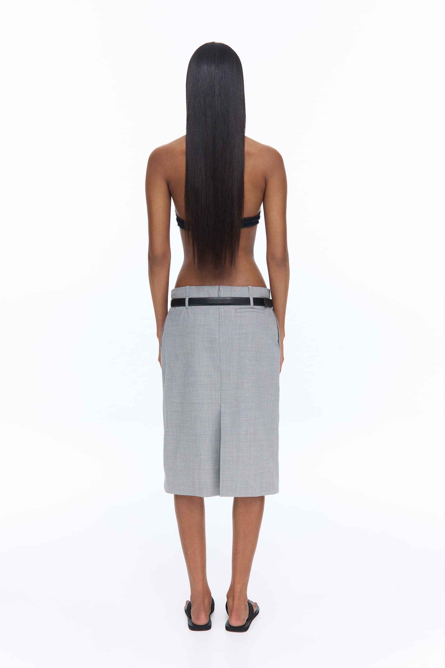 Wool pencil skirt - Light grey marl - 1