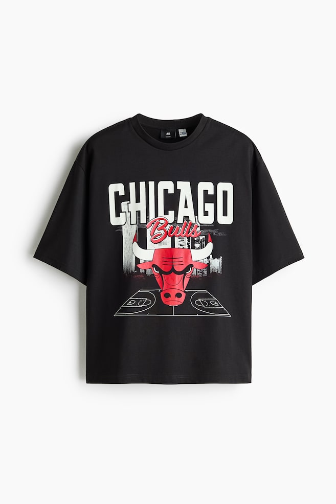 Oversized-Fit Printed T-Shirt - Black/NBA/Black/NBA - 1