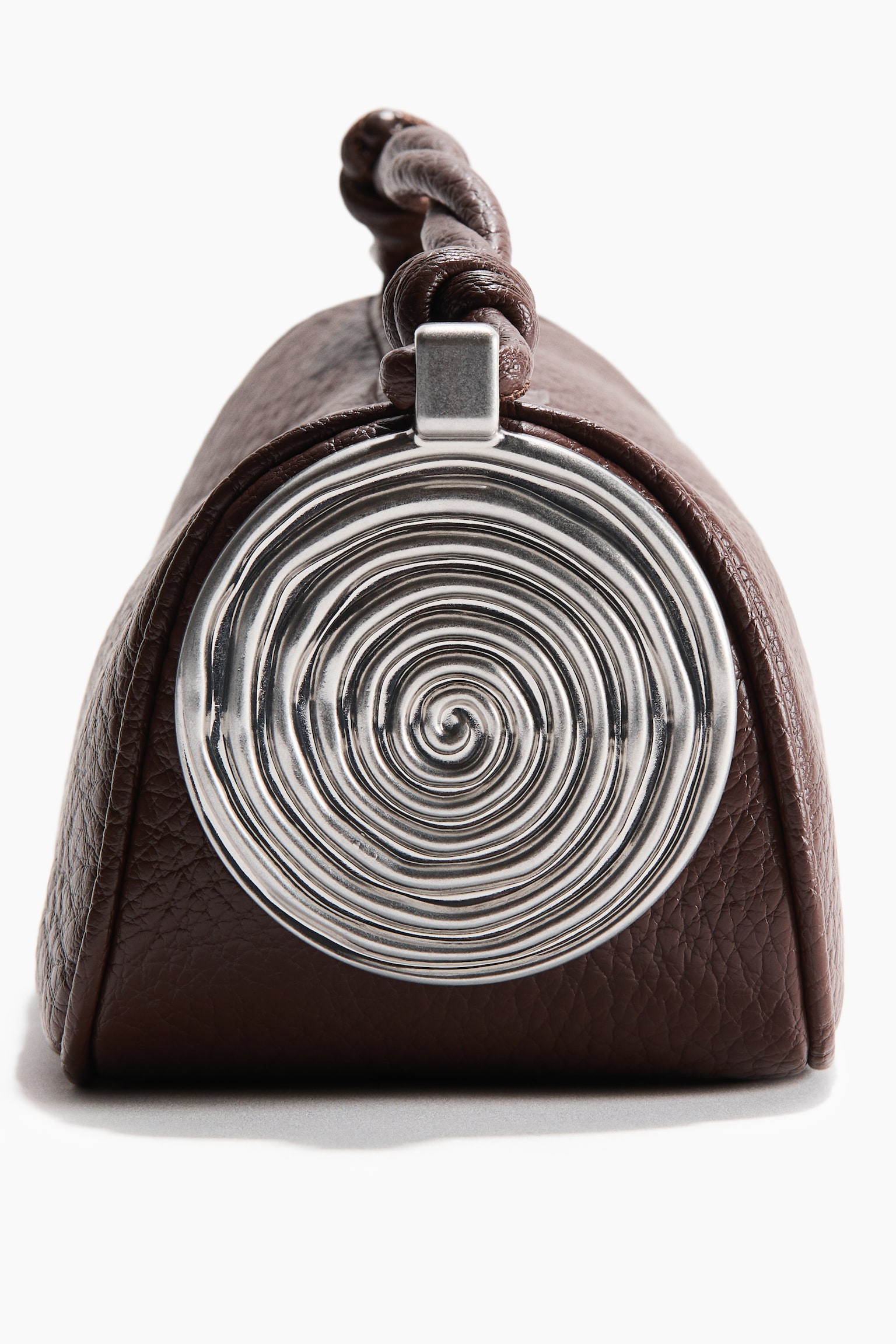 Metal-detail handbag - Dark brown/Silver-coloured/Powder pink - 5
