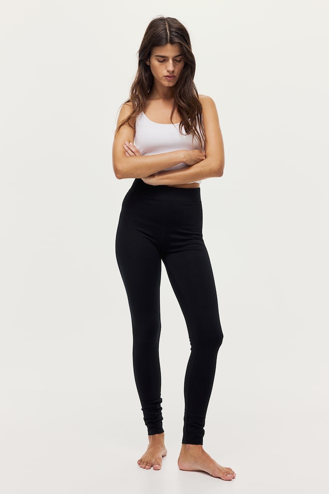 Cotton leggings-Black - 3