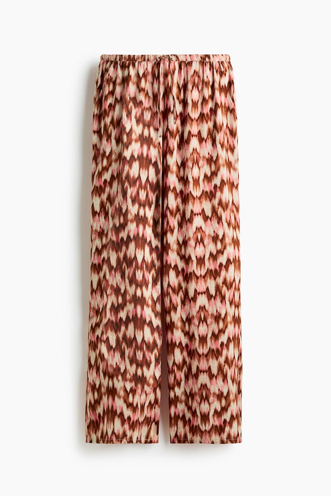 Straight drawstring trousers - Pink/brown patterned - 1