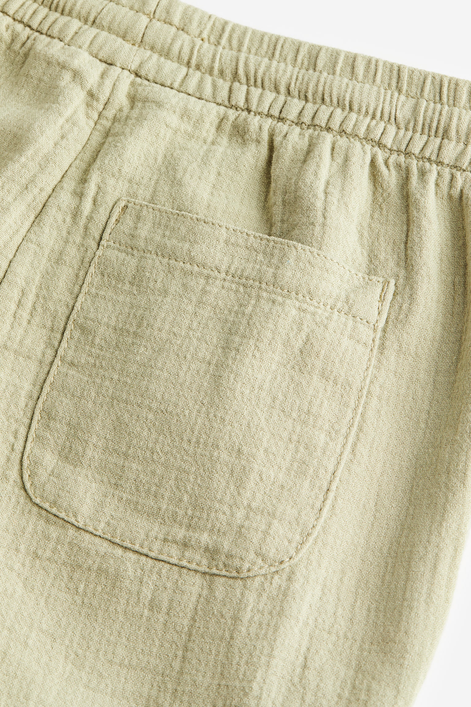 Crinkled cotton shorts - Light khaki green - 2