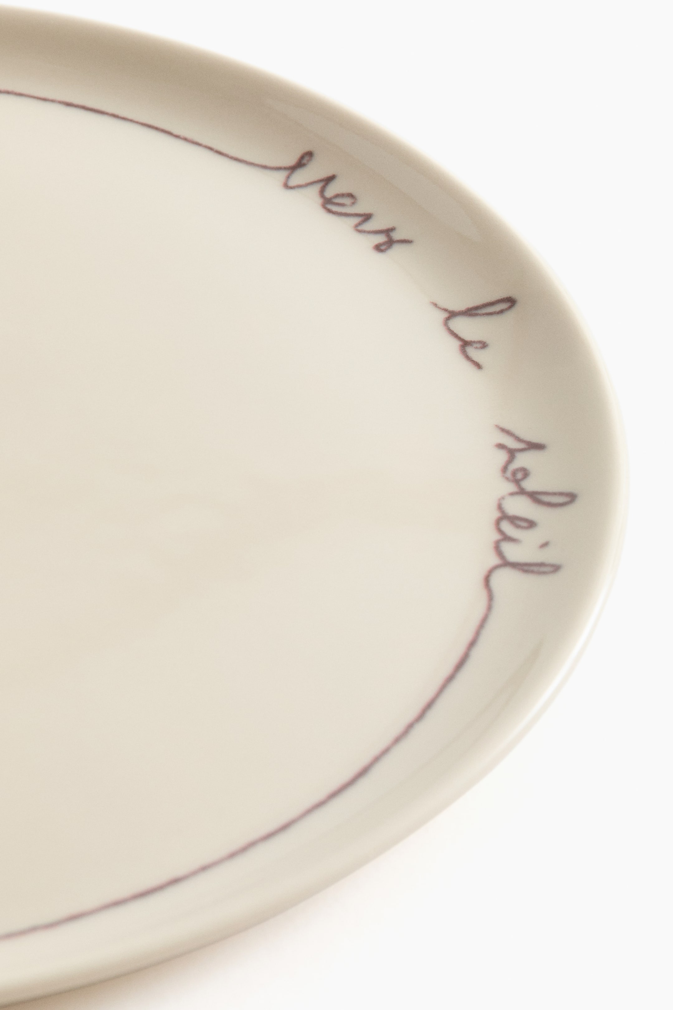 Stoneware Dinner Plate with Text Motif