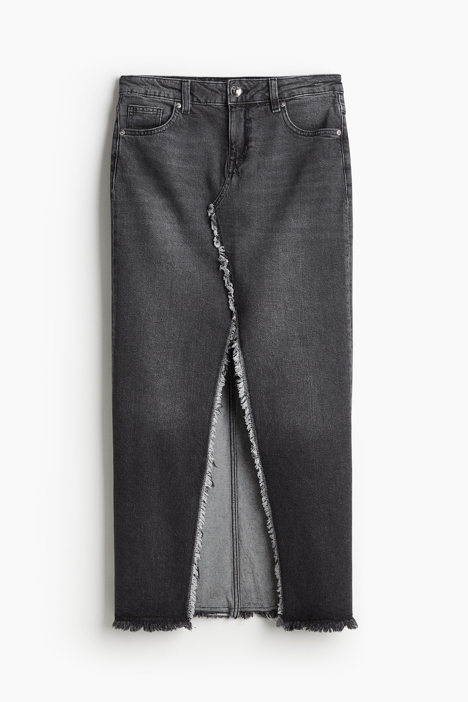 Frayed Edge Denim Skirt - Black/Light denim blue - 2