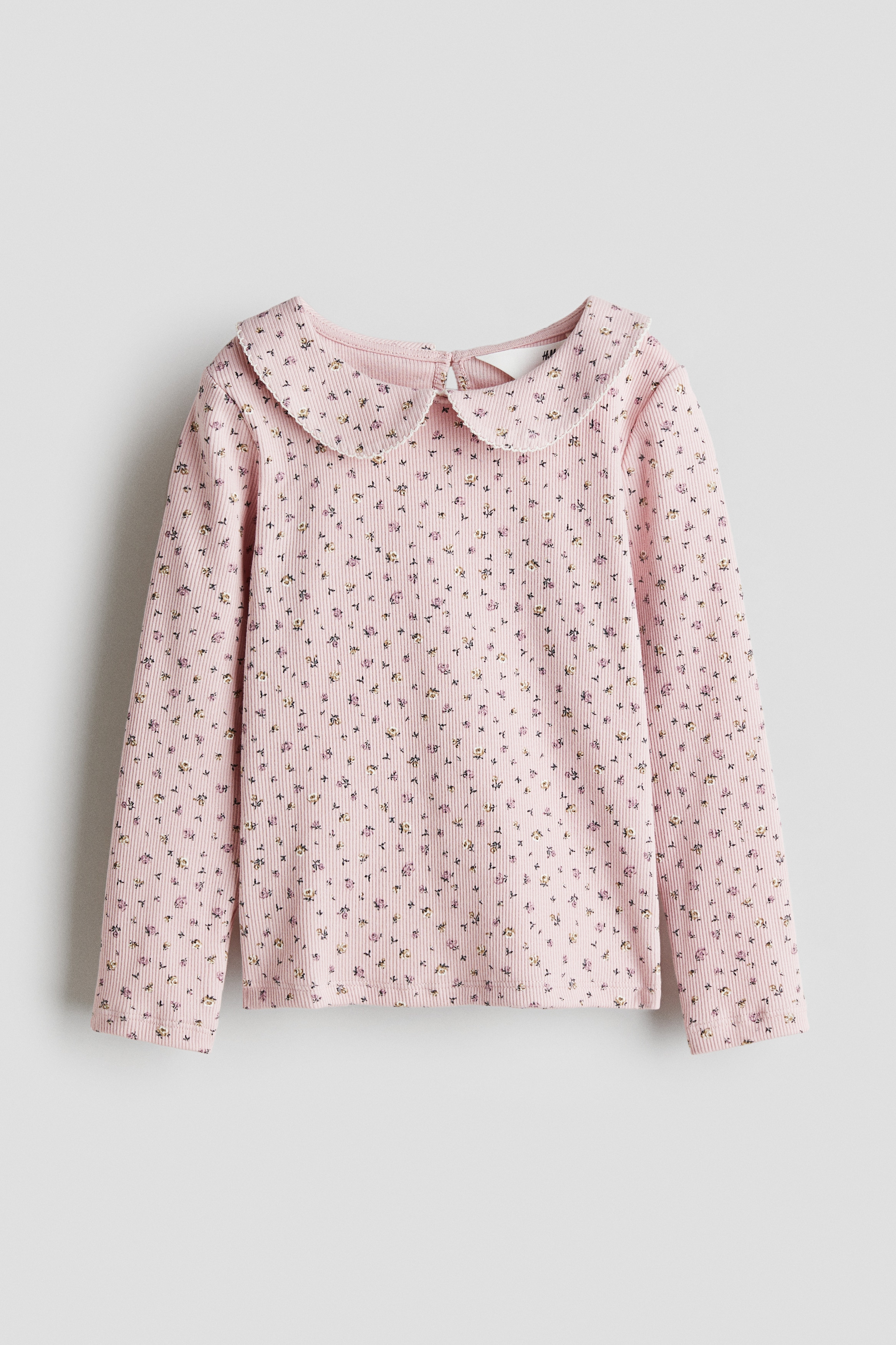 Collared jersey top - Pink/Floral