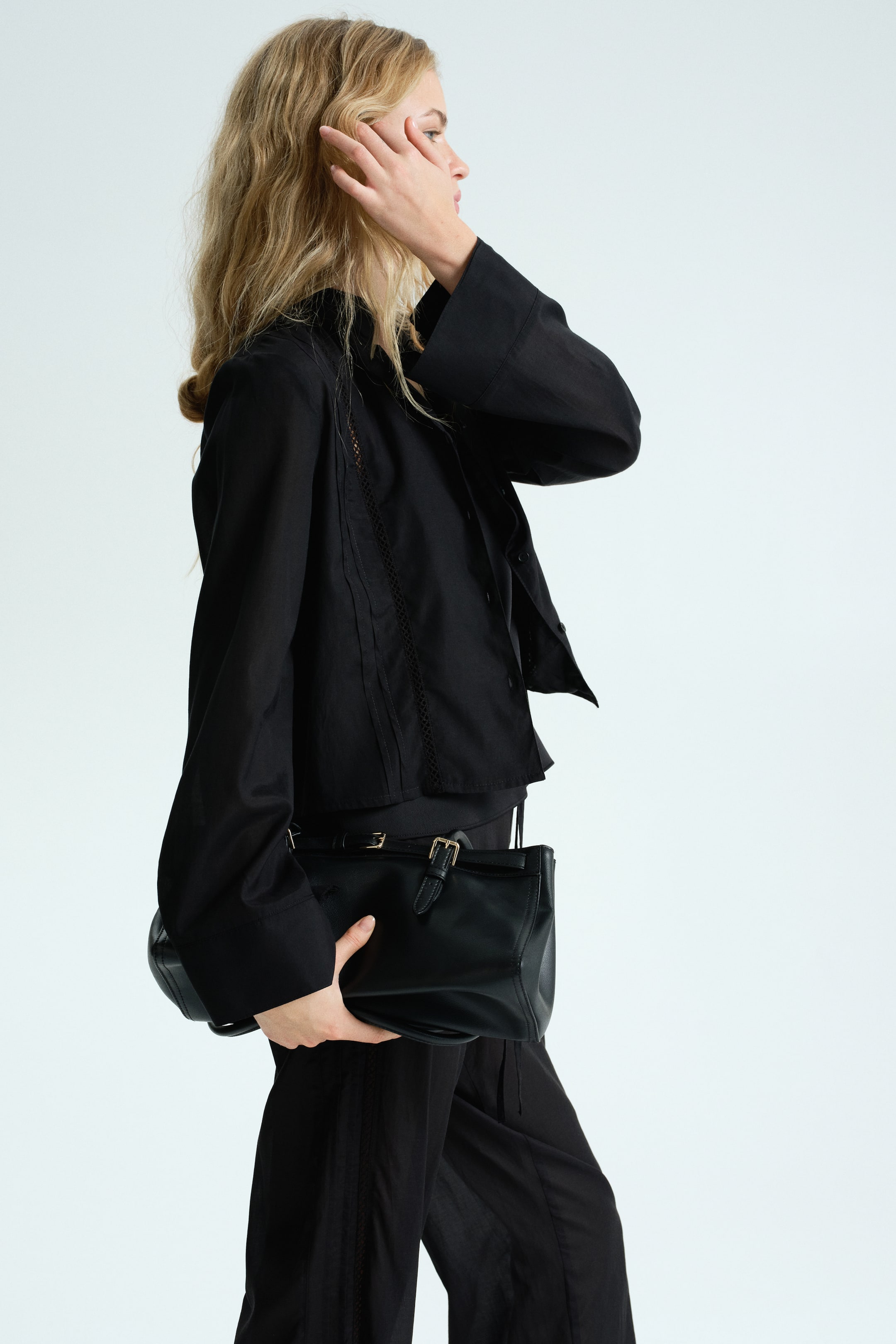 Προβολή μεγαλύτερης εικόνας: Πουκάμισο πιτζάμας με πιέτες νερβίρ - Μαύρο - Ladies | H&M GR 3