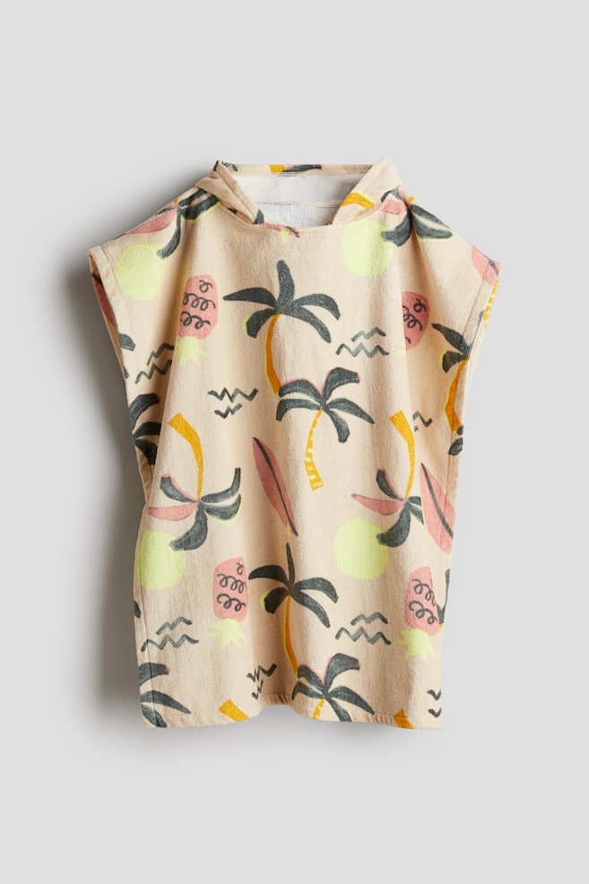 Patterned towel cape - Beige/Palm trees - 1
