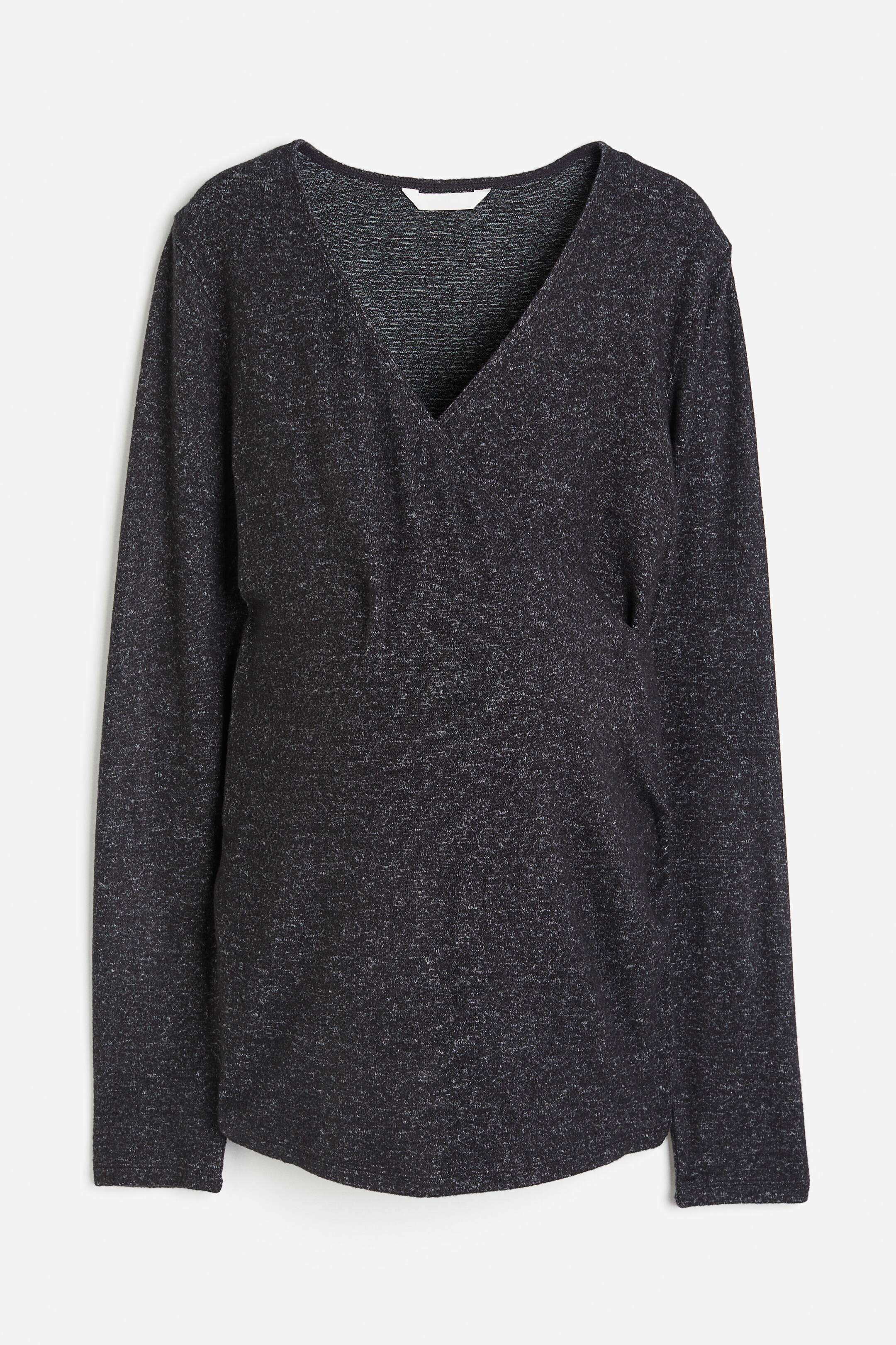 Zobacz większy obraz: MAMA Dżersejowy top Before & After - Czarny melanż - ONA | H&M PL 1