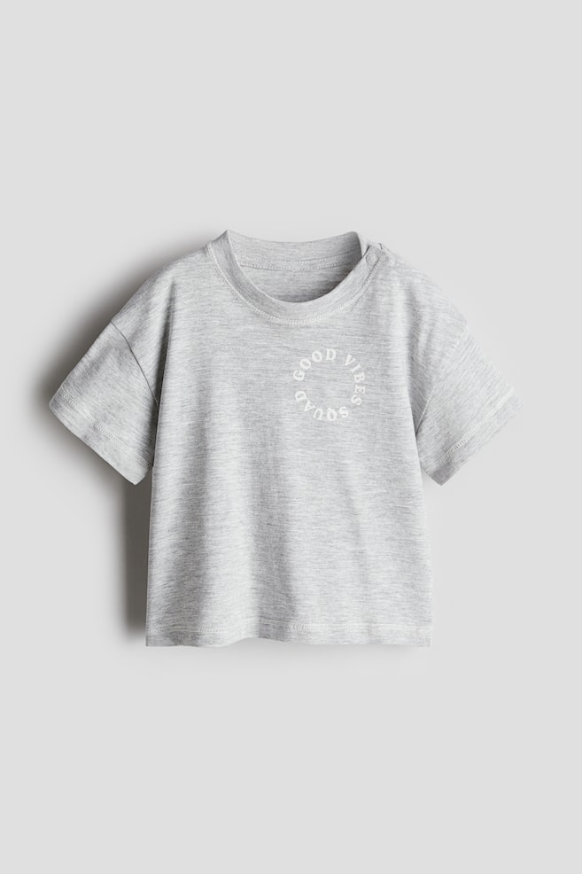 Printed cotton T-shirt - Light grey/Good Vibes Squad/Light blue/Striped/White/New York City - 1