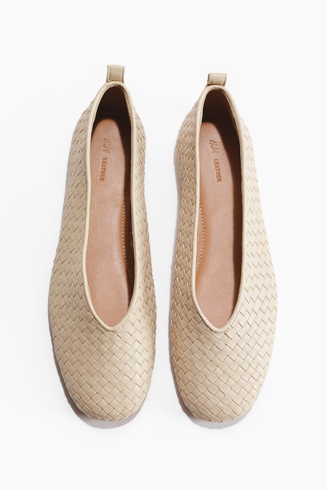 Ballerines en cuir tressé - Beige clair/Marron/Bleu ancien - 1