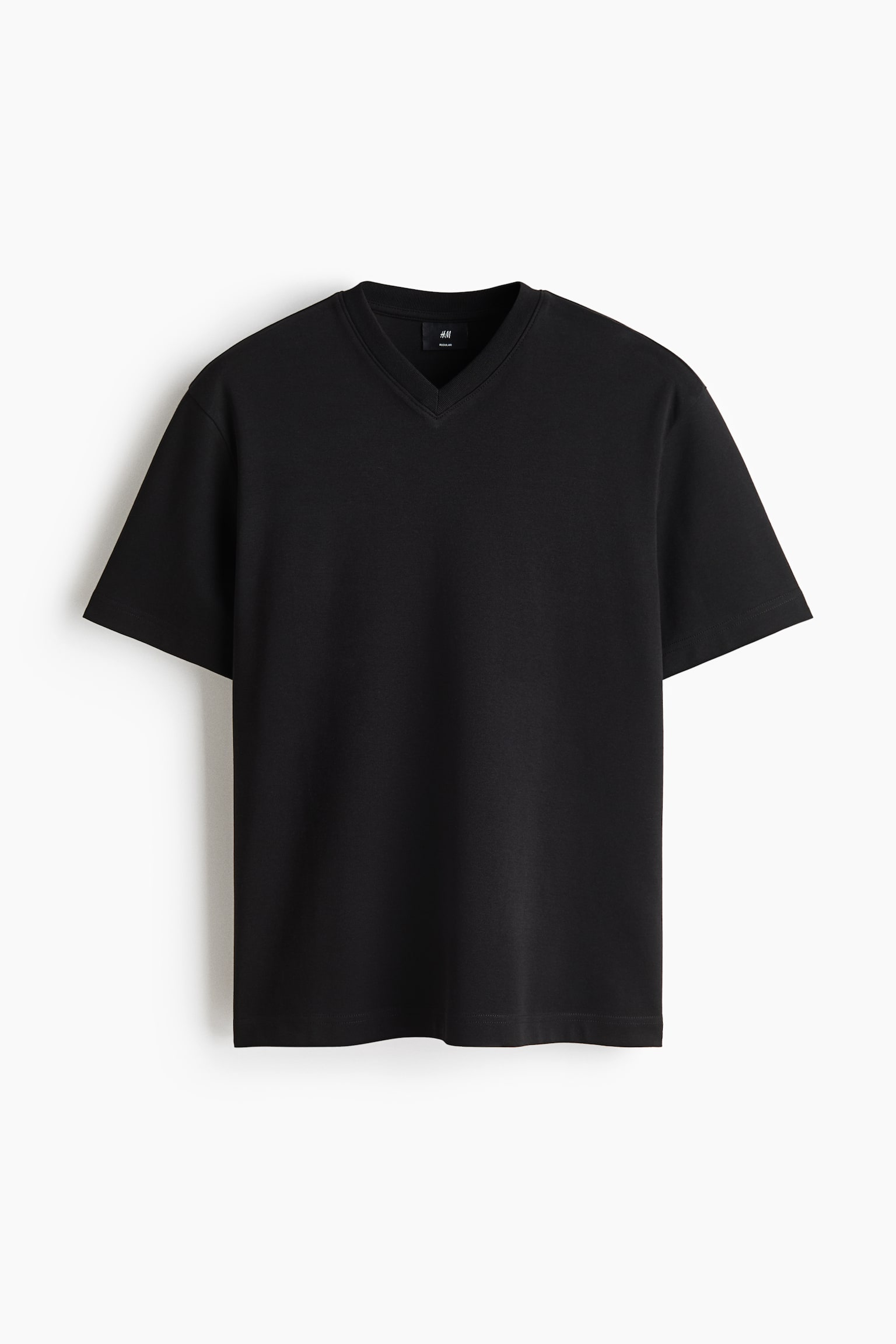 Regular-Fit Cotton V-Neck T-Shirt - Black/Cream