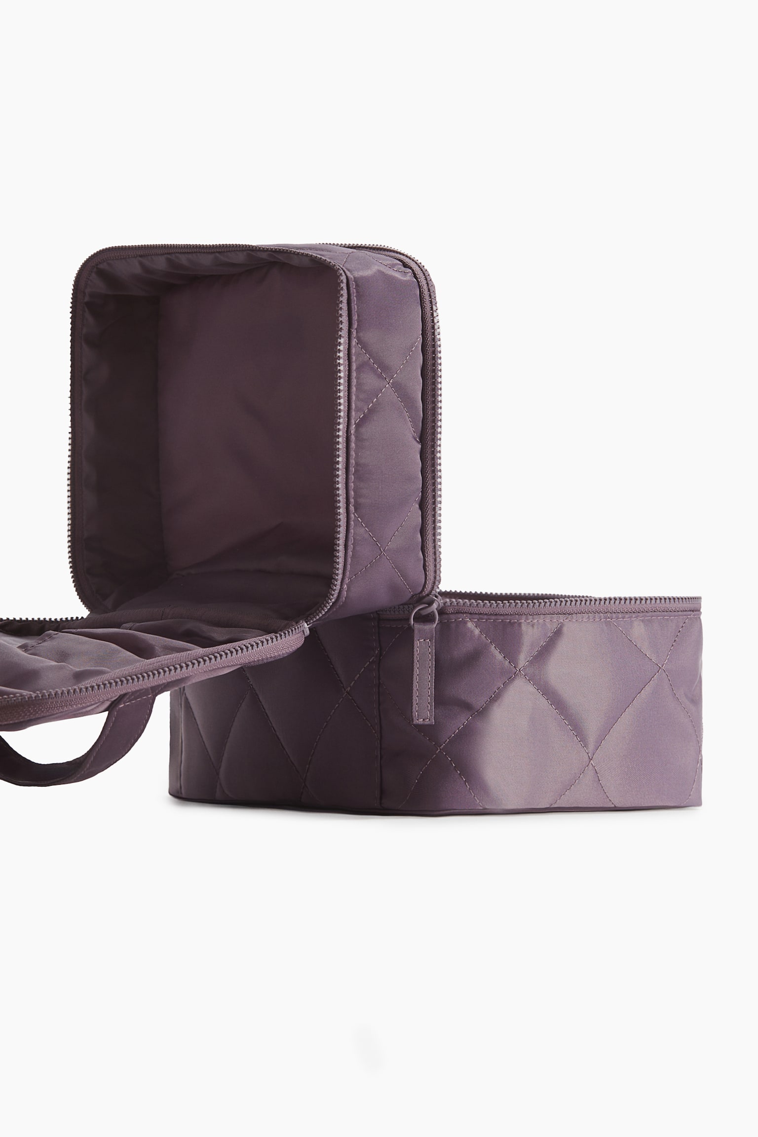 Large two-tiered wash bag - Purple/Light beige/Quilted/Black/Quilted/Lilac/Black/Light beige - 3