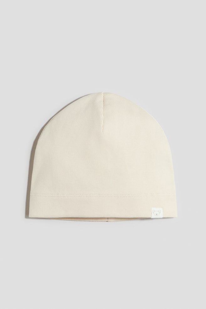 Cotton jersey beanie - Light beige/Dusty green/Light pink - 1