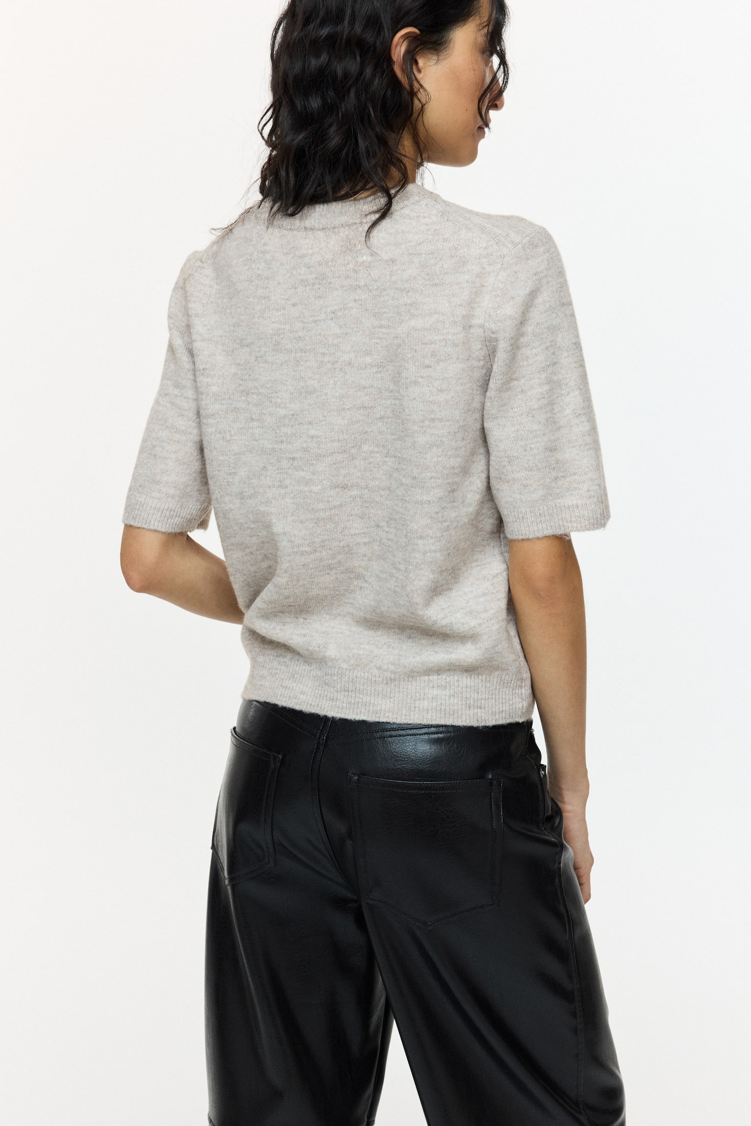 Fine-knit T-shirt - Light mole marl/Light yellow/Beige marl/Dark grey marl - 3